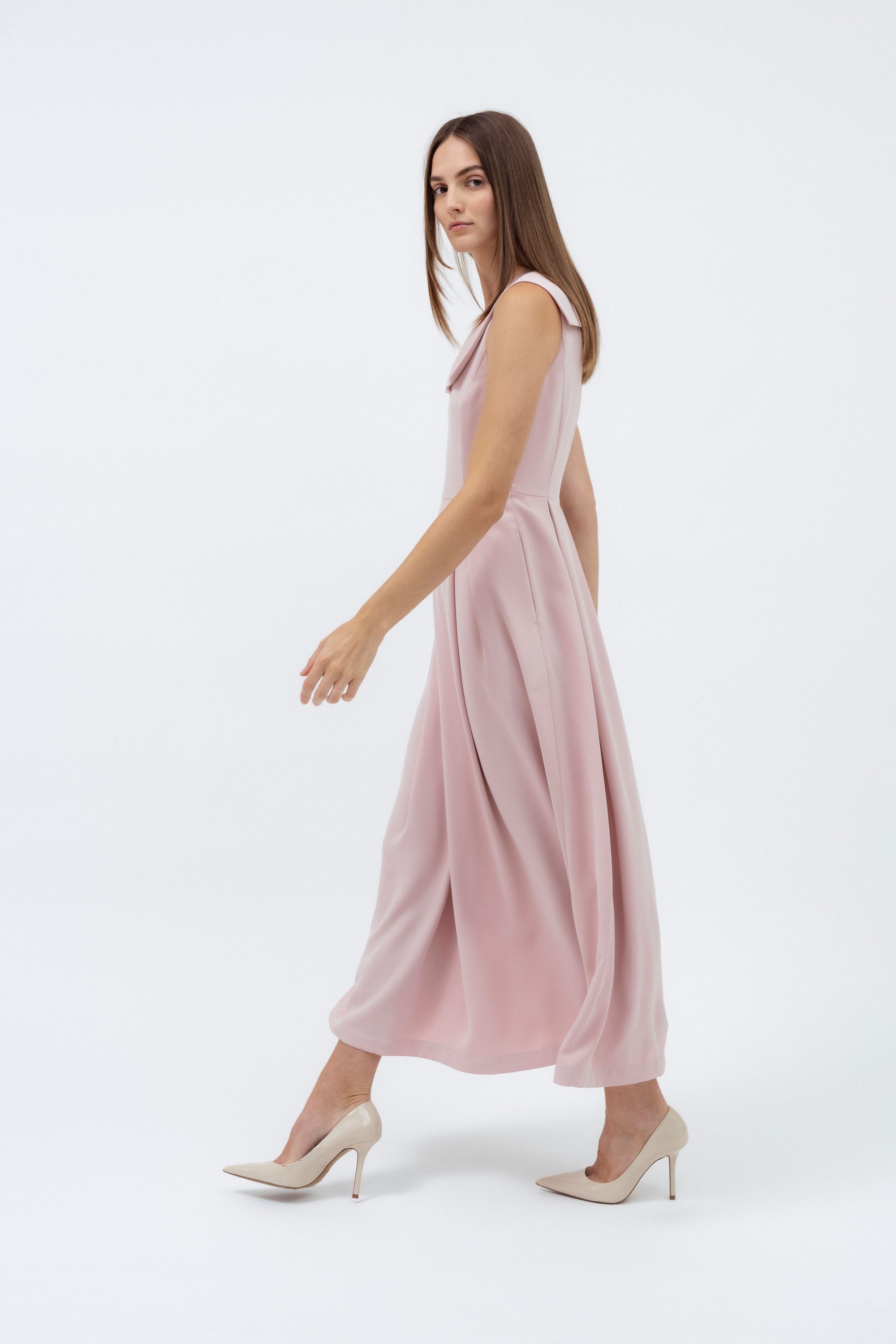 ROSE PINK A-LINE MIDI DRESS