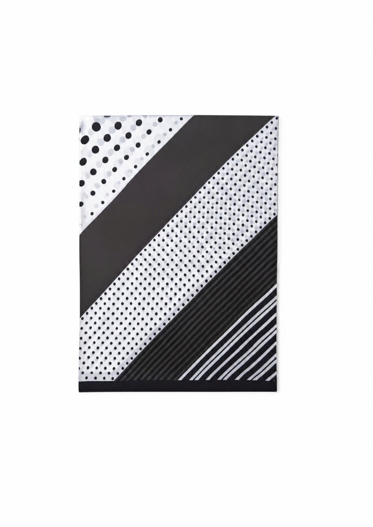 BLACK AND WHITE POLKA DOT &amp; STRIPED SILK SCARF