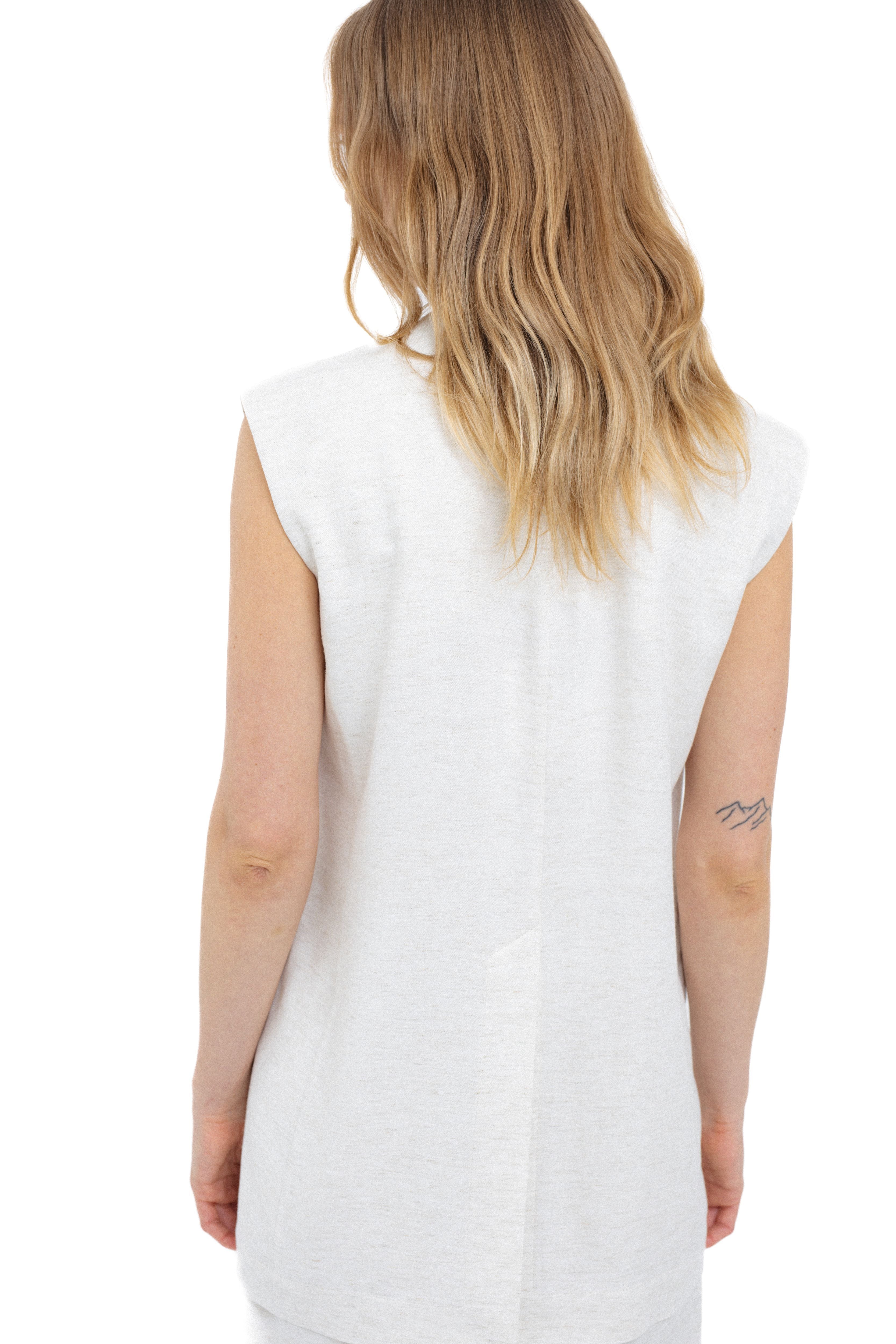 ECRU LONG VEST WITH LINEN – InAvati