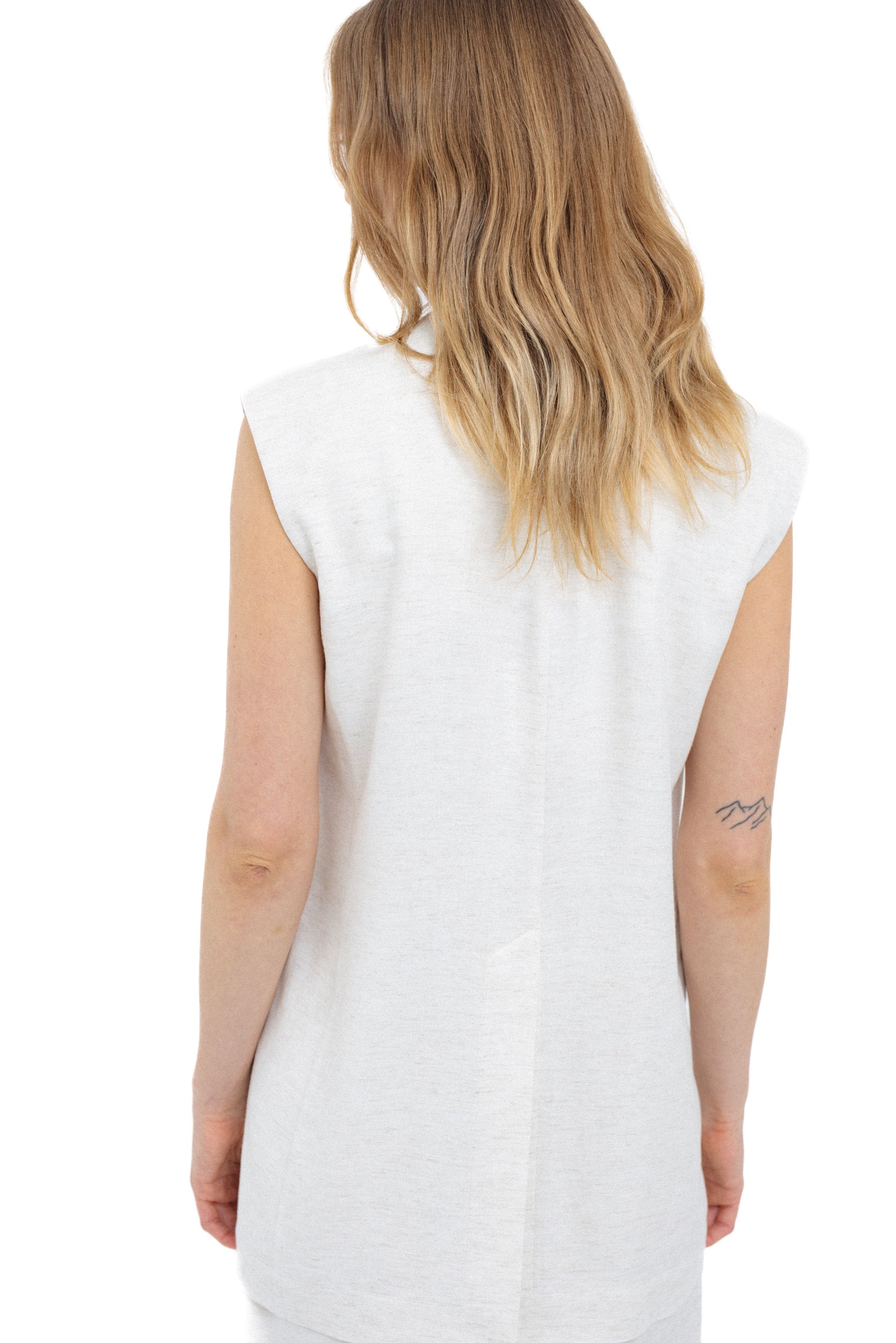 ECRU LONG VEST WITH LINEN