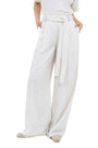 ECRU WIDE-LEG TROUSERS WITH LINEN