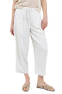 ECRU CROPPED BARREL TROUSERS WITH LINEN