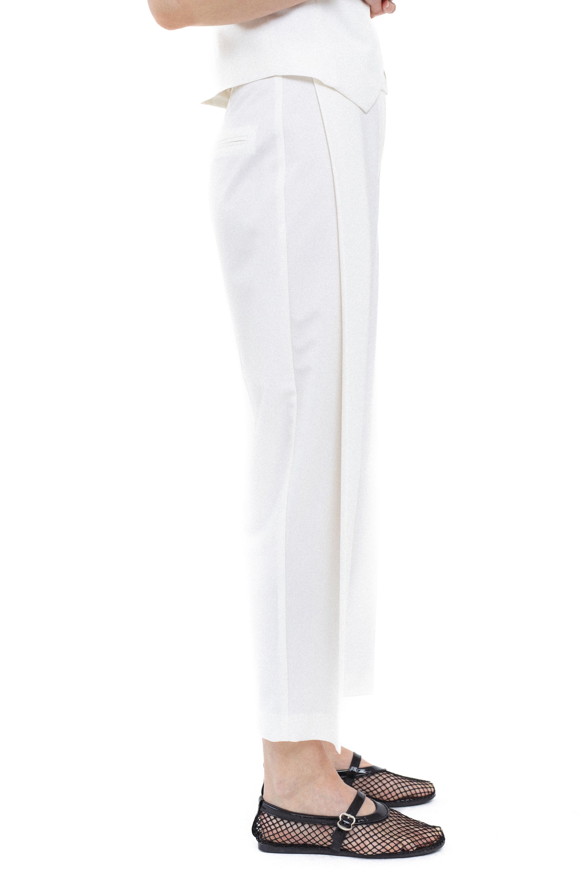 WHITE TAPERED TROUSERS