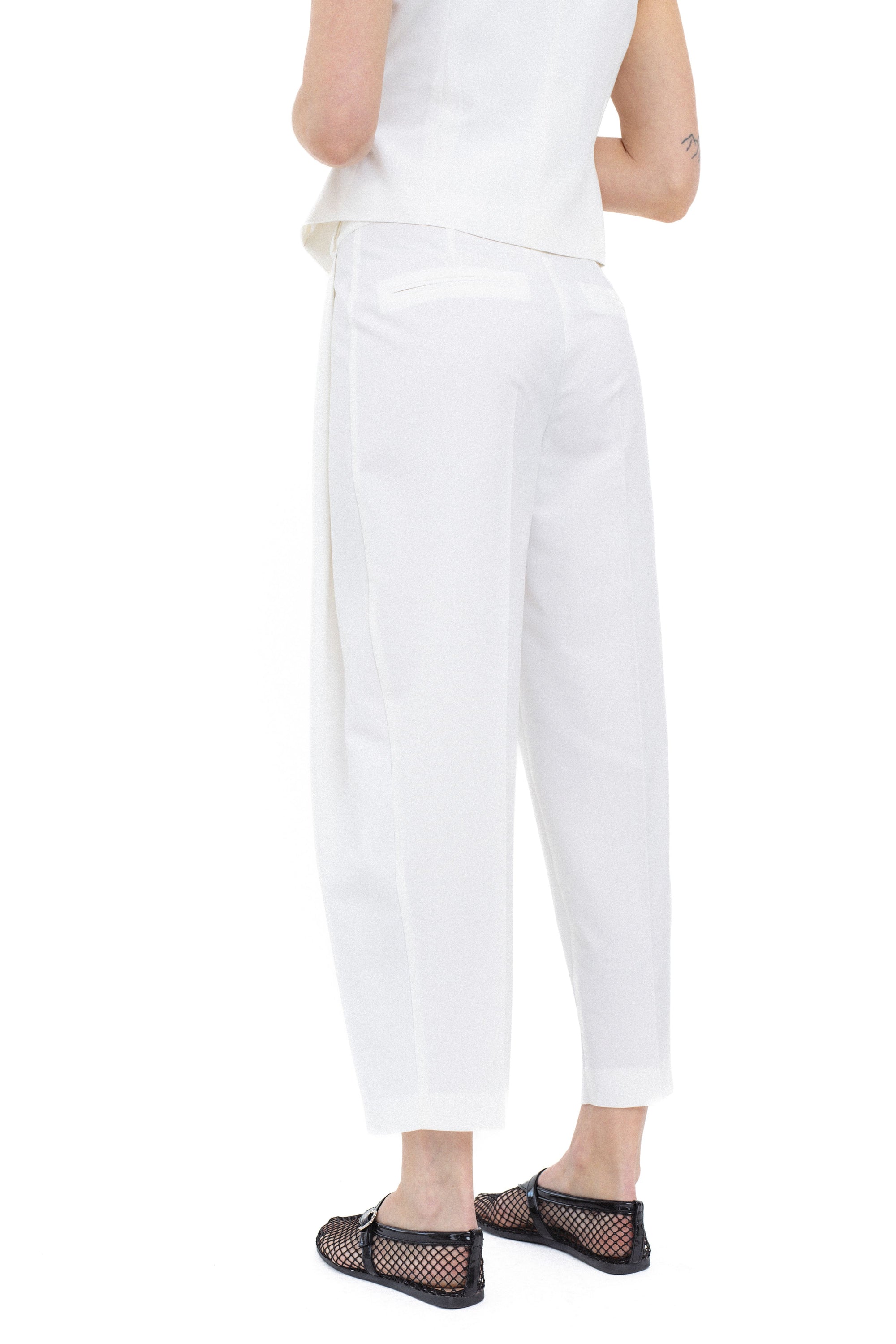 WHITE TAPERED TROUSERS