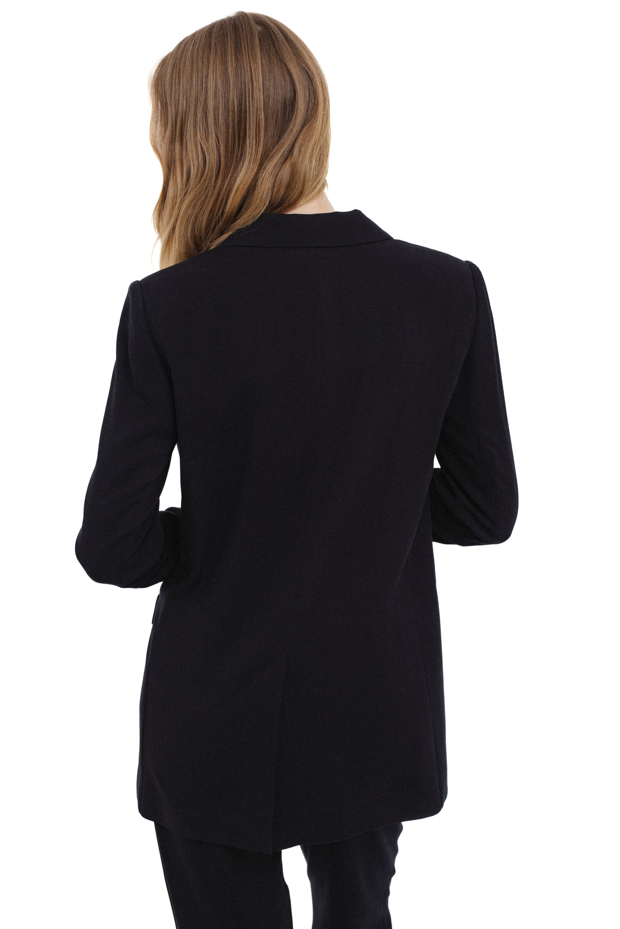 BLACK DOUBLE-BREASTED VISCOSE BLAZER