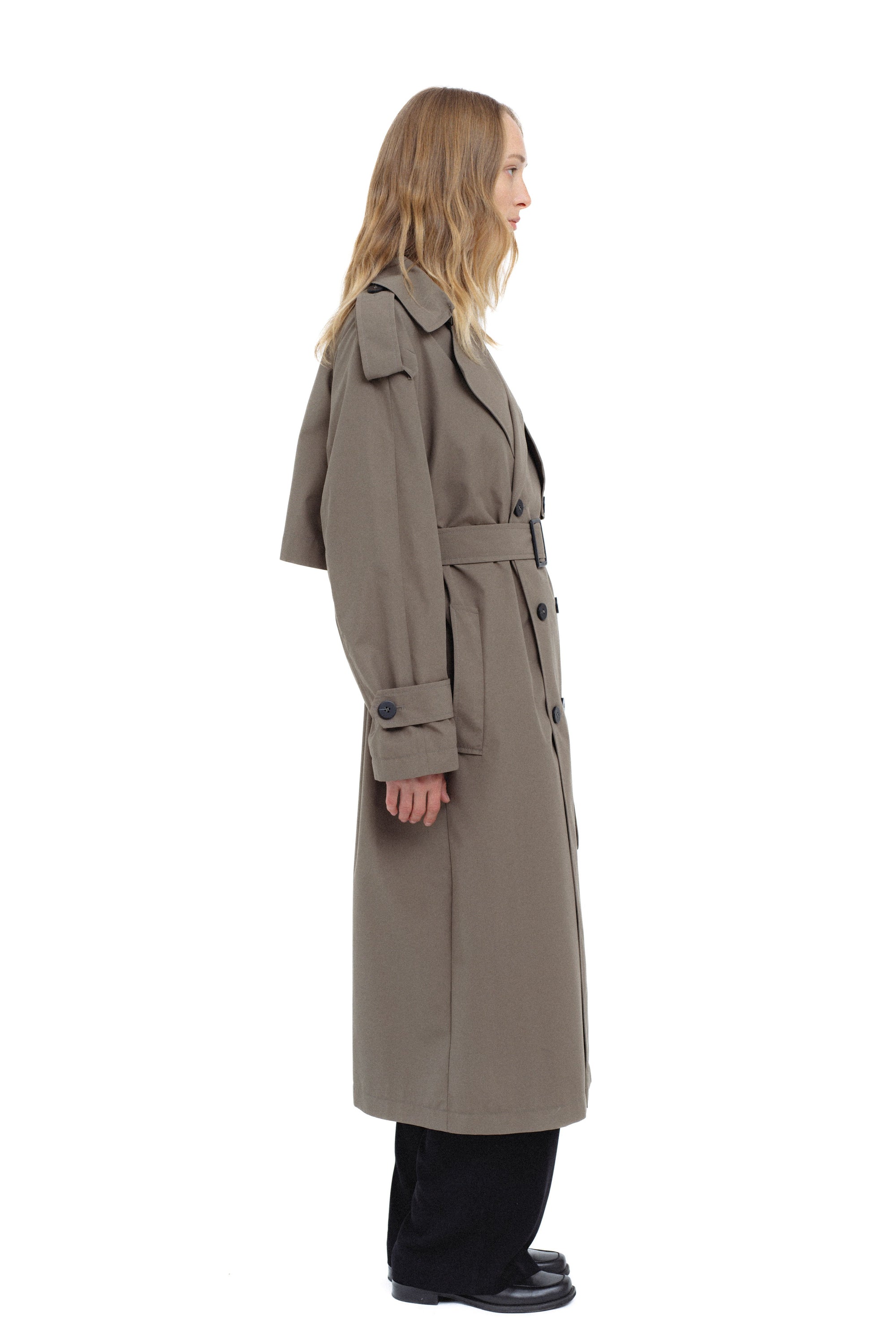 KHAKI LOOSE FIT TRENCHCOAT