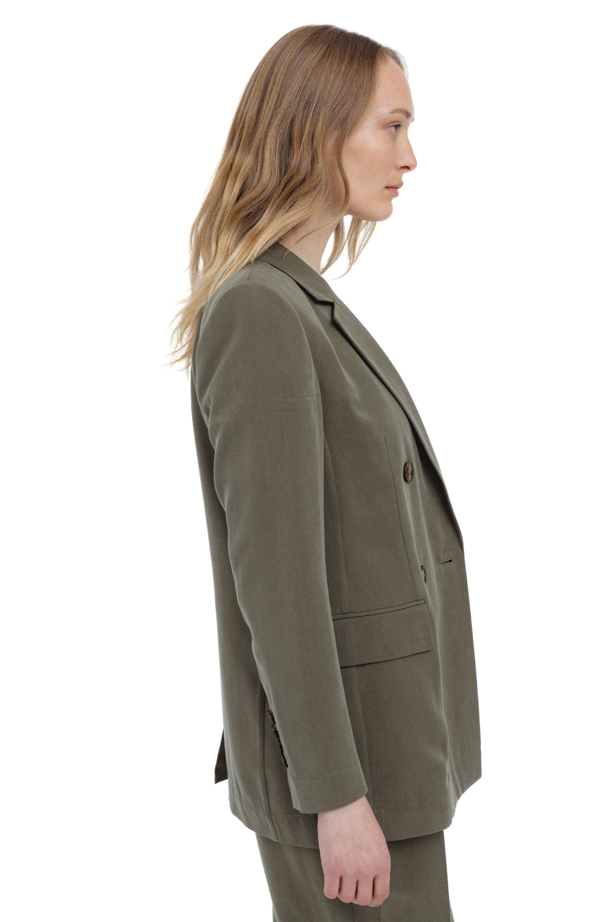 KHAKI DOUBLE-BREASTED BLAZER
