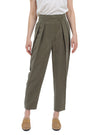 KHAKI TROUSERS WITH FRONT PLEATS