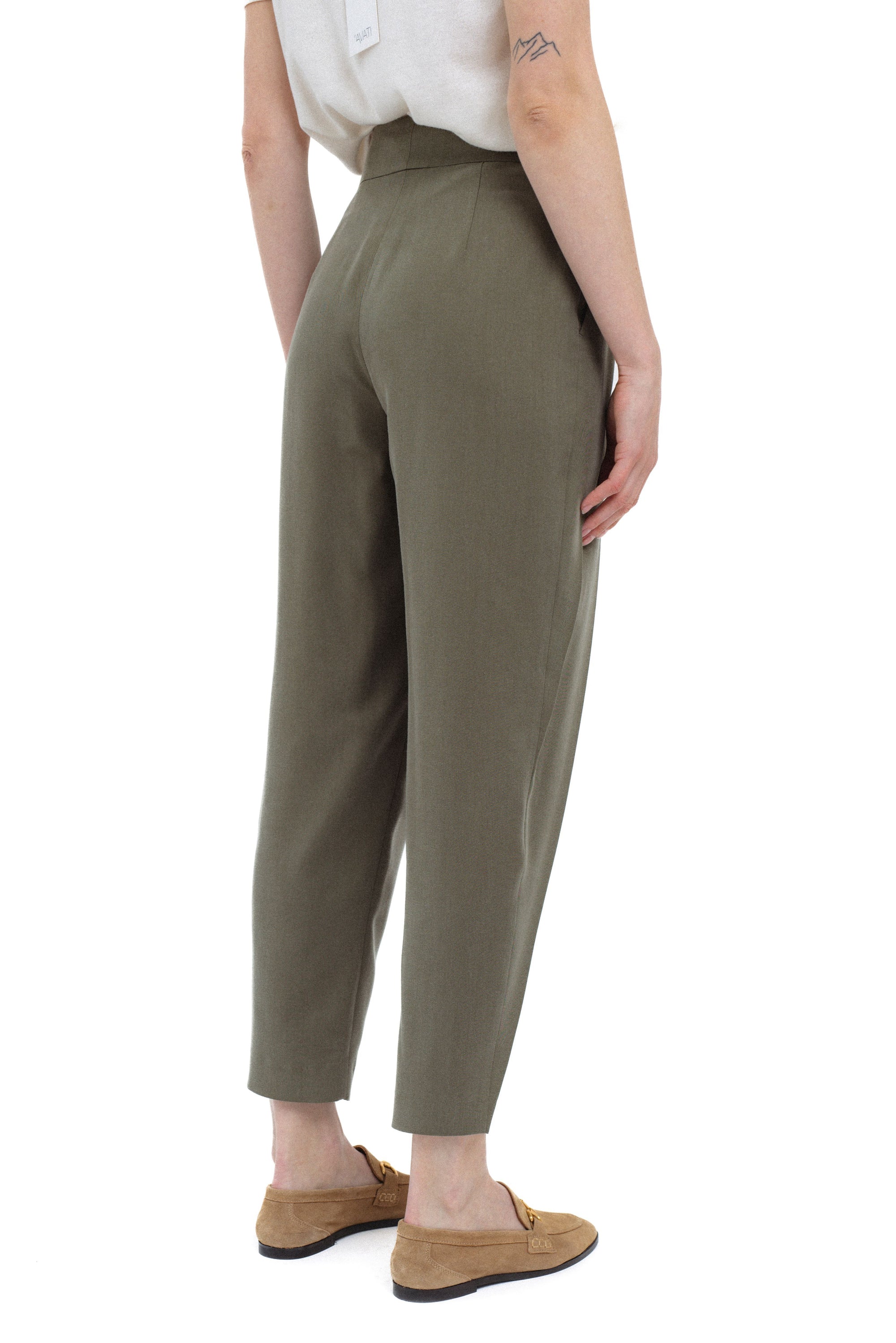 KHAKI TROUSERS WITH FRONT PLEATS