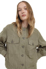 SAGE CHECKED BOMBER JACKET