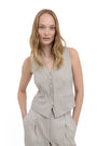 PINSTRIPE LINEN BLEND VEST