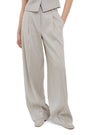 PINSTRIPE LINEN BLEND WIDE-LEG TROUSERS