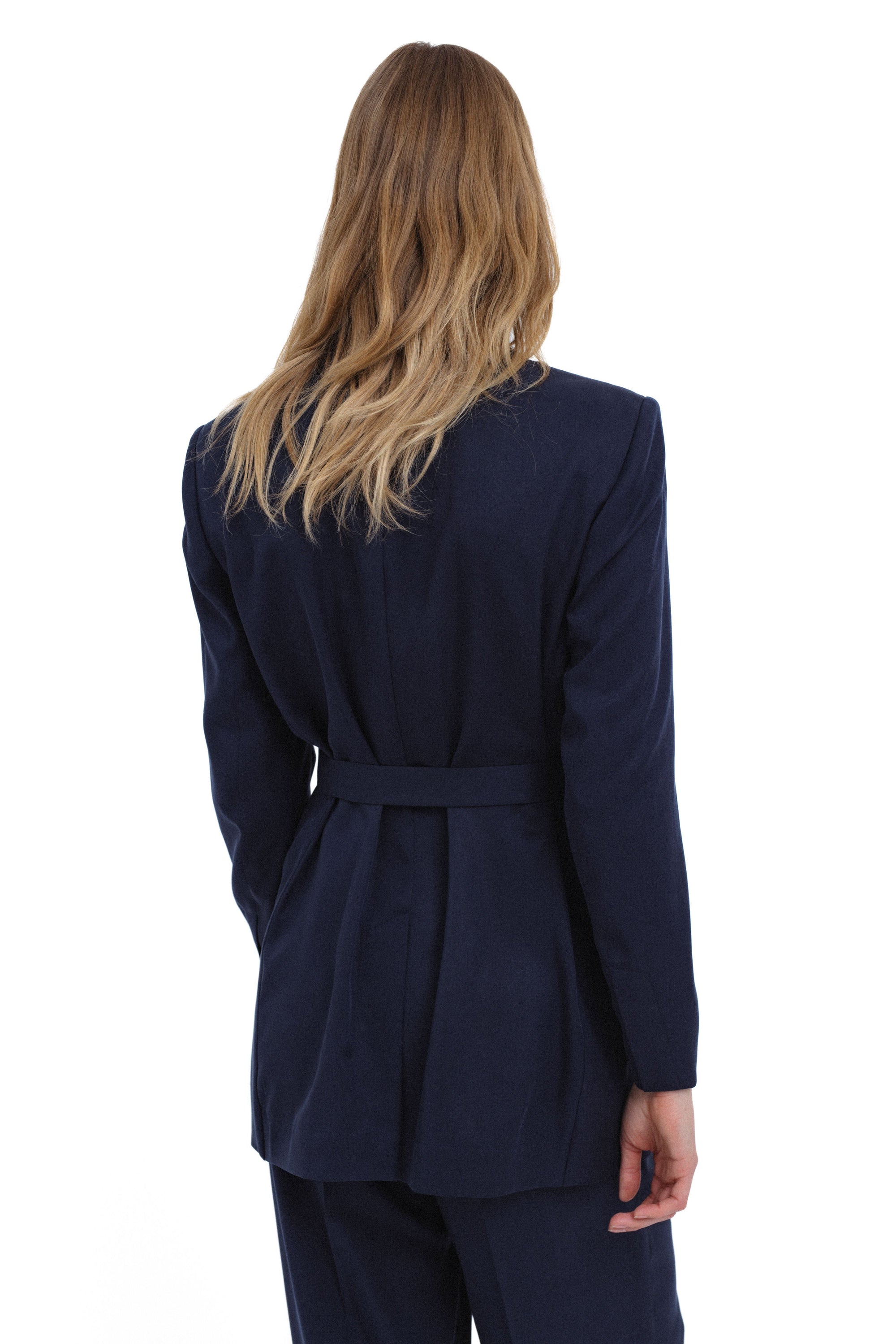 NAVY TAILORED BLAZER WITH BELT