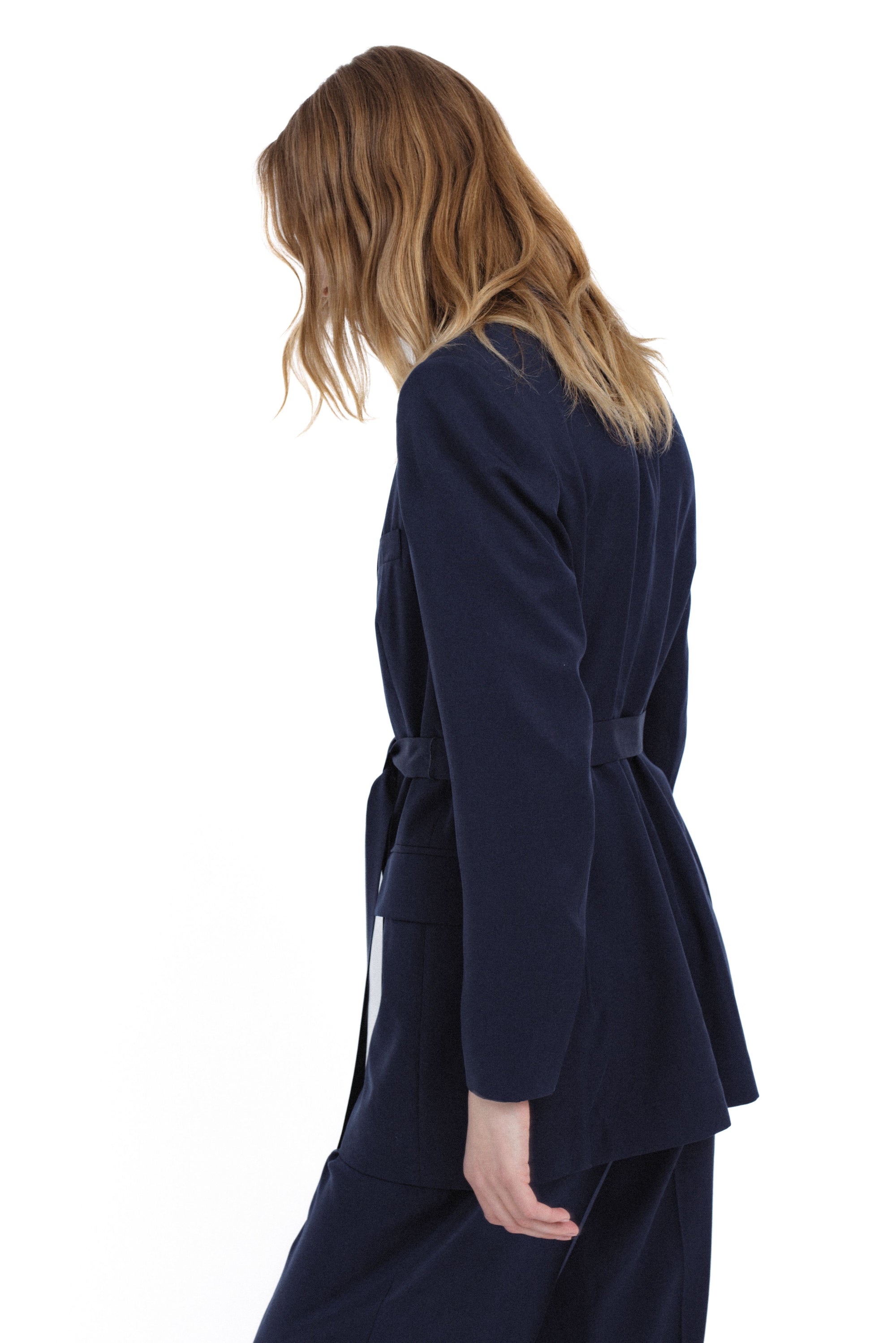 NAVY TAILORED BLAZER WITH BELT