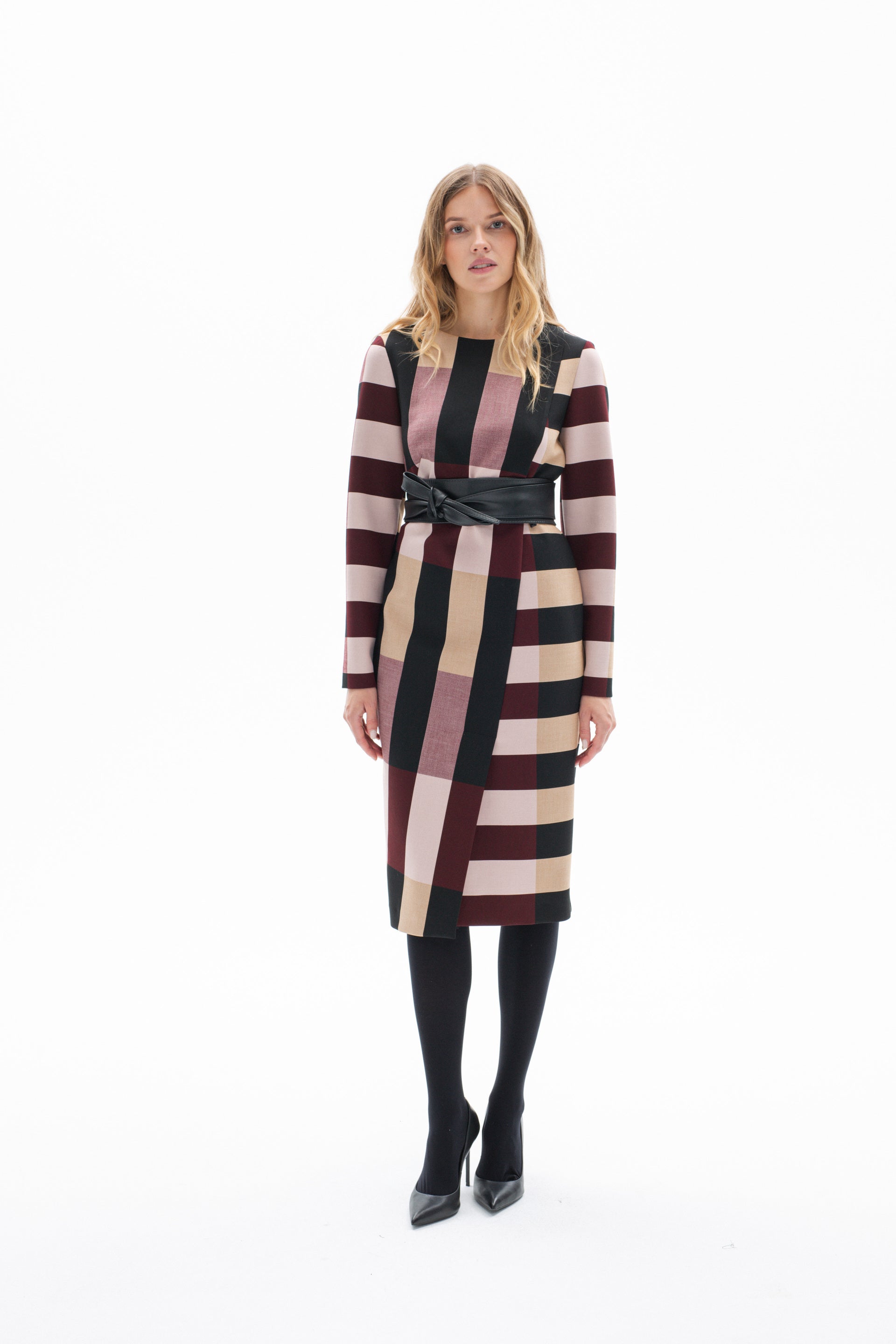 ELBAZ STRIPES LONG SLEEVE DRESS