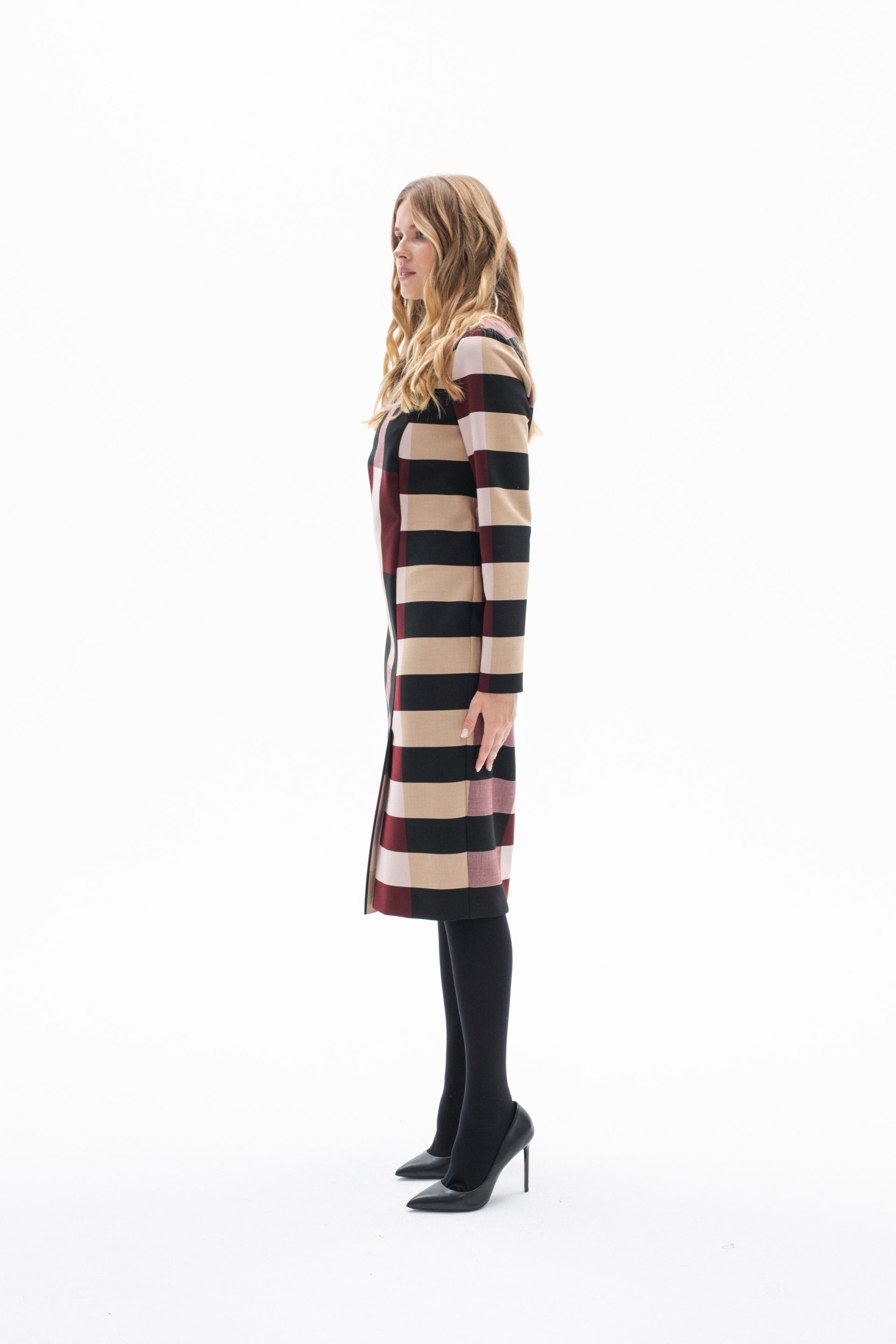 ELBAZ STRIPES LONG SLEEVE DRESS