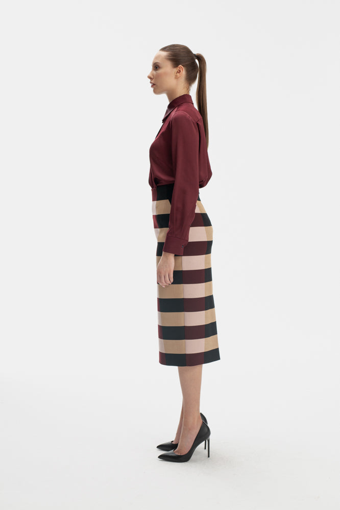 ELBAZ STRIPE MIDI LENGTH PENCIL SKIRT