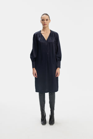 BLUE STRAIGHT SILHOUETTE DRESS