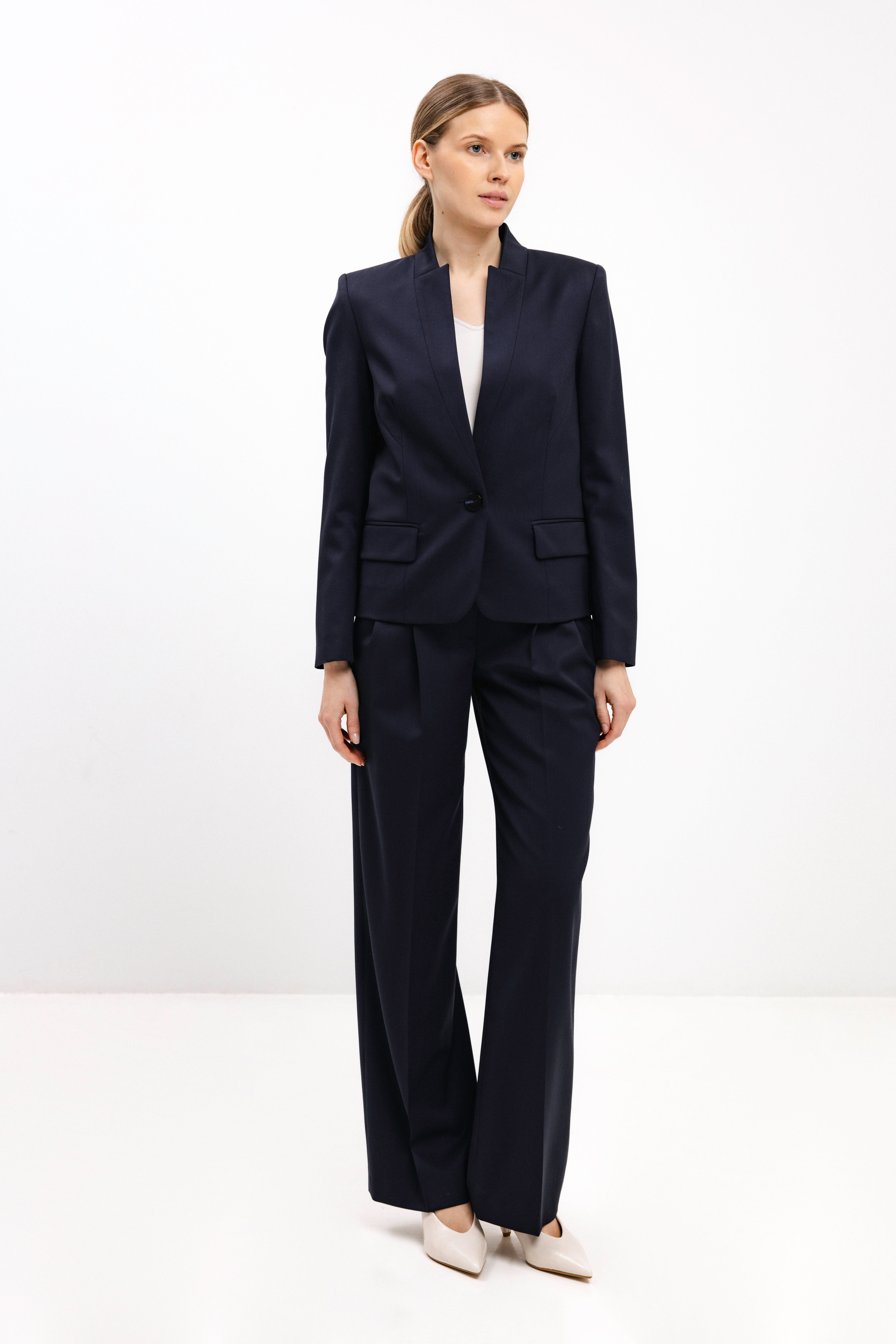 STRAIGHT-LEG NAVY TROUSERS