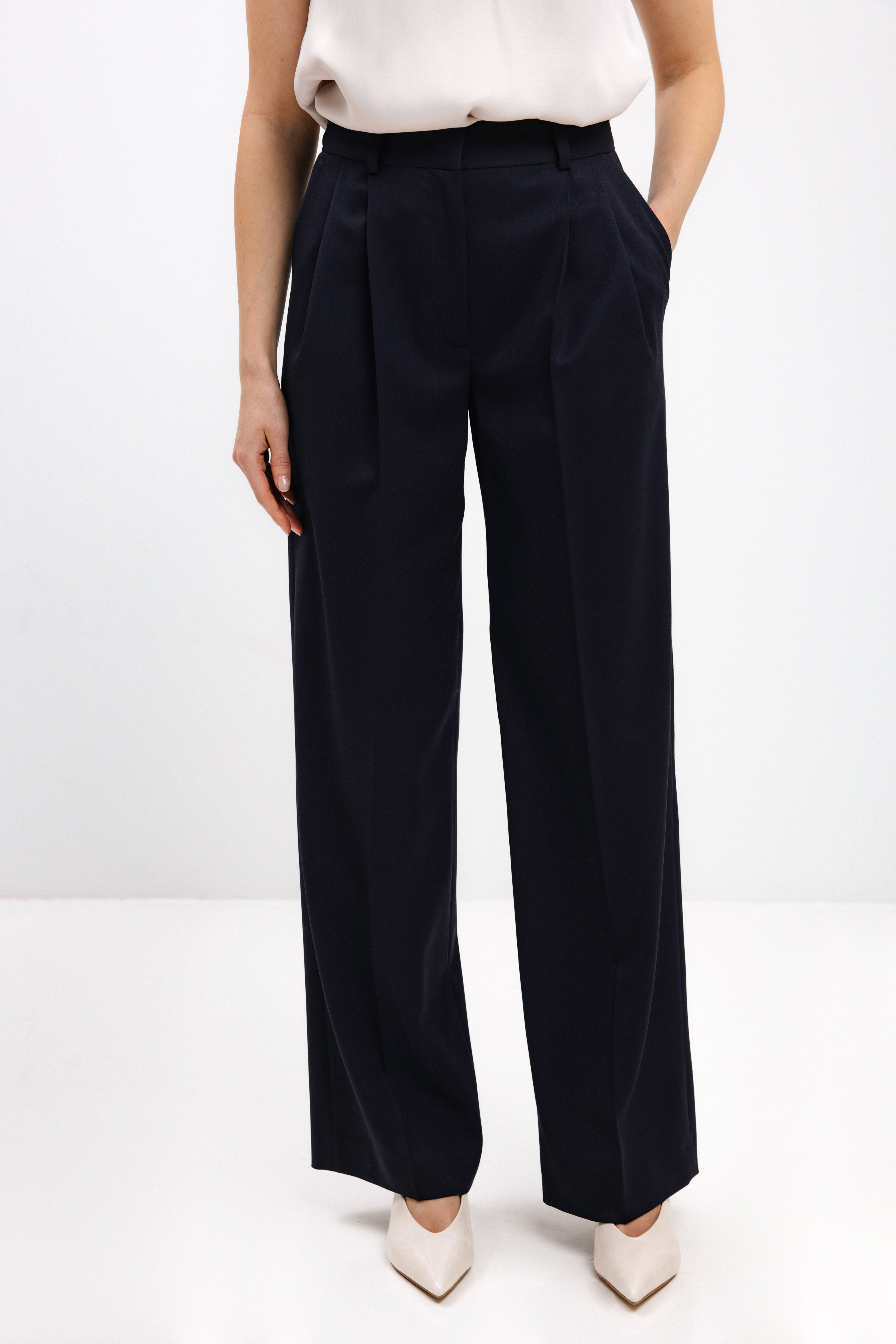 STRAIGHT-LEG NAVY TROUSERS