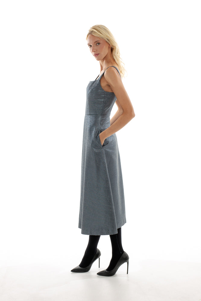 MIDI SHINY DRESS WITH POCKETS