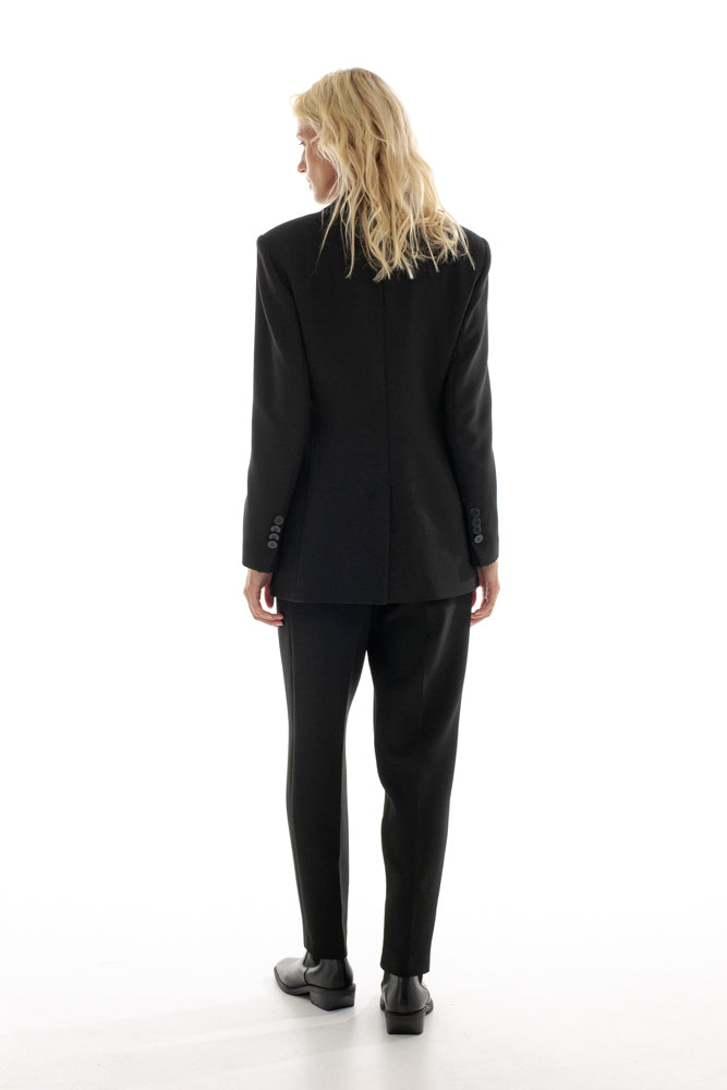 DOUBLE-BREASTED BLACK BLAZER WITH SPLIT