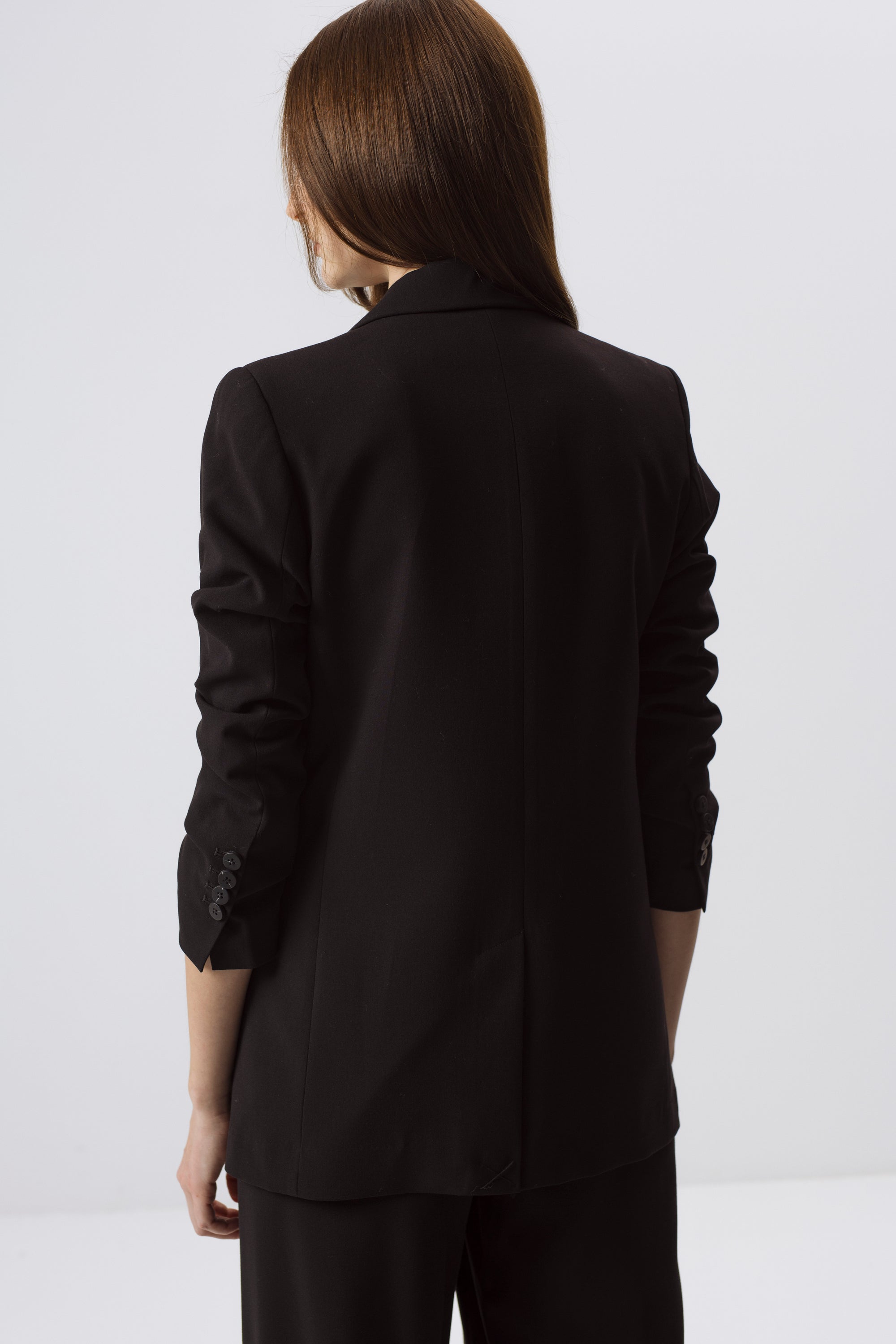 DOUBLE-BREASTED STRAIGHT BLACK BLAZER
