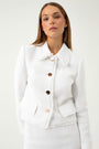 WAFFLE-TEXTURE SHORT WHITE BLAZER