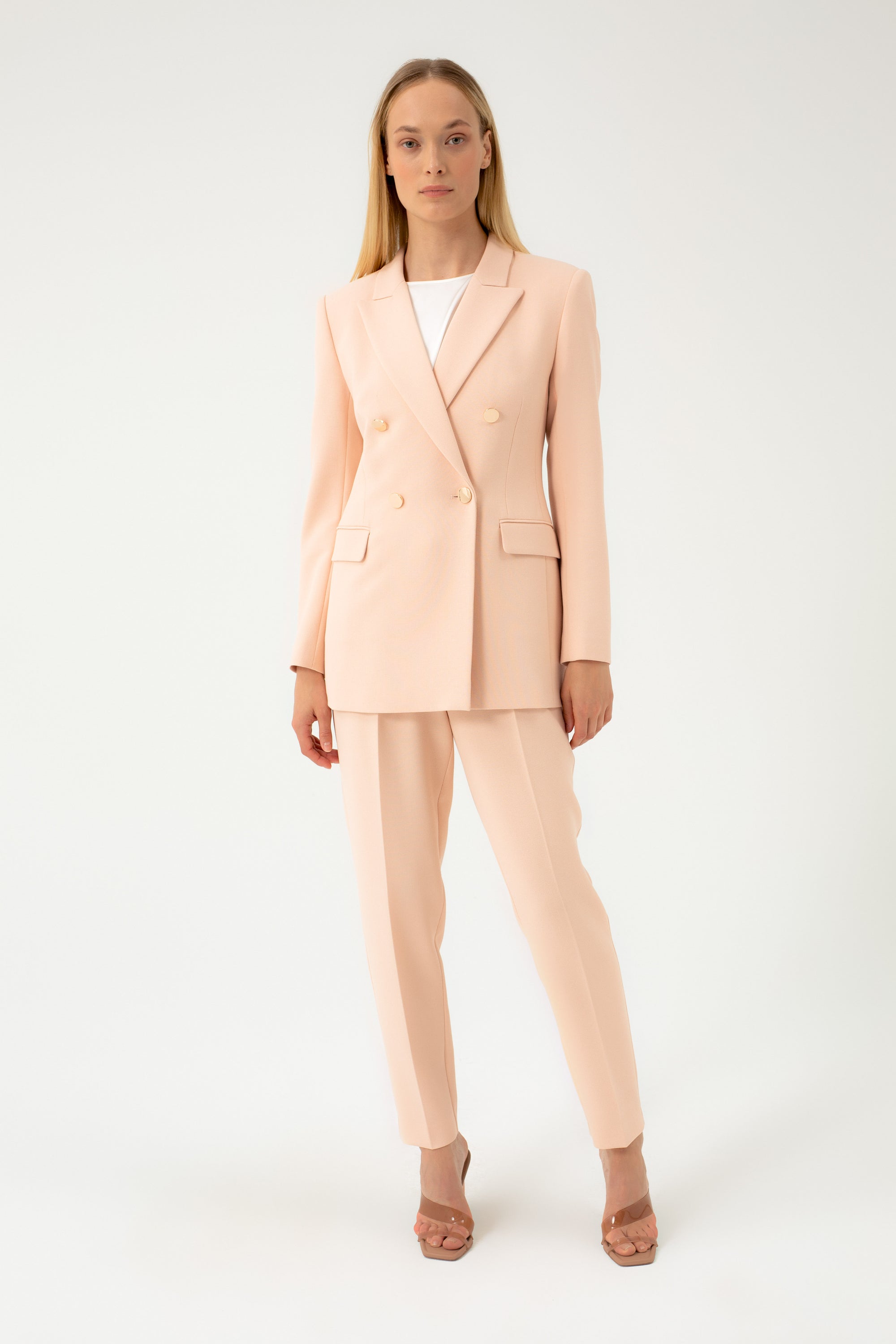 DOUBLE-BREASTED PEACH FITTED BLAZER
