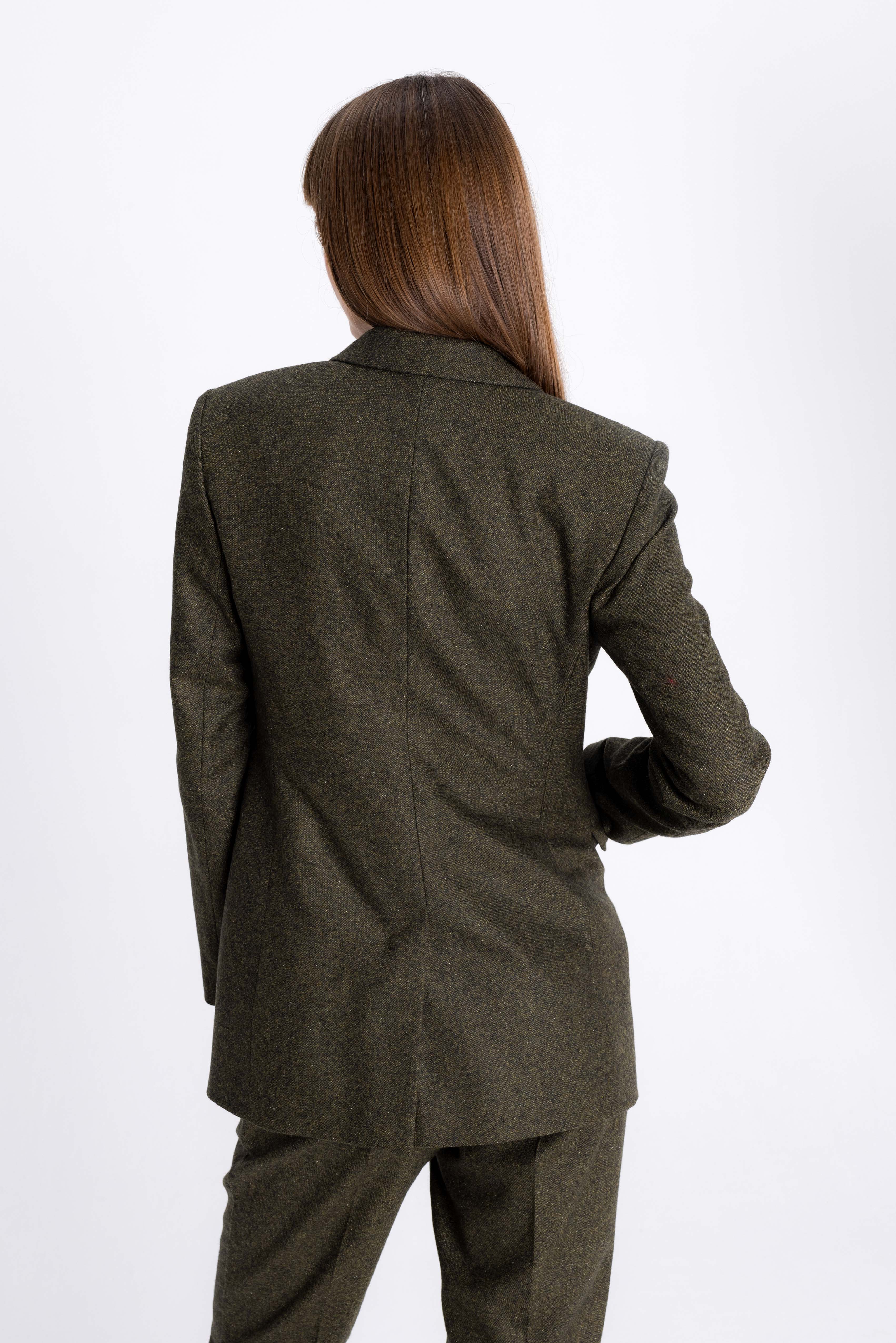 FOREST GREEN DOUBLE-BREASTED BLAZER WITH WOOL