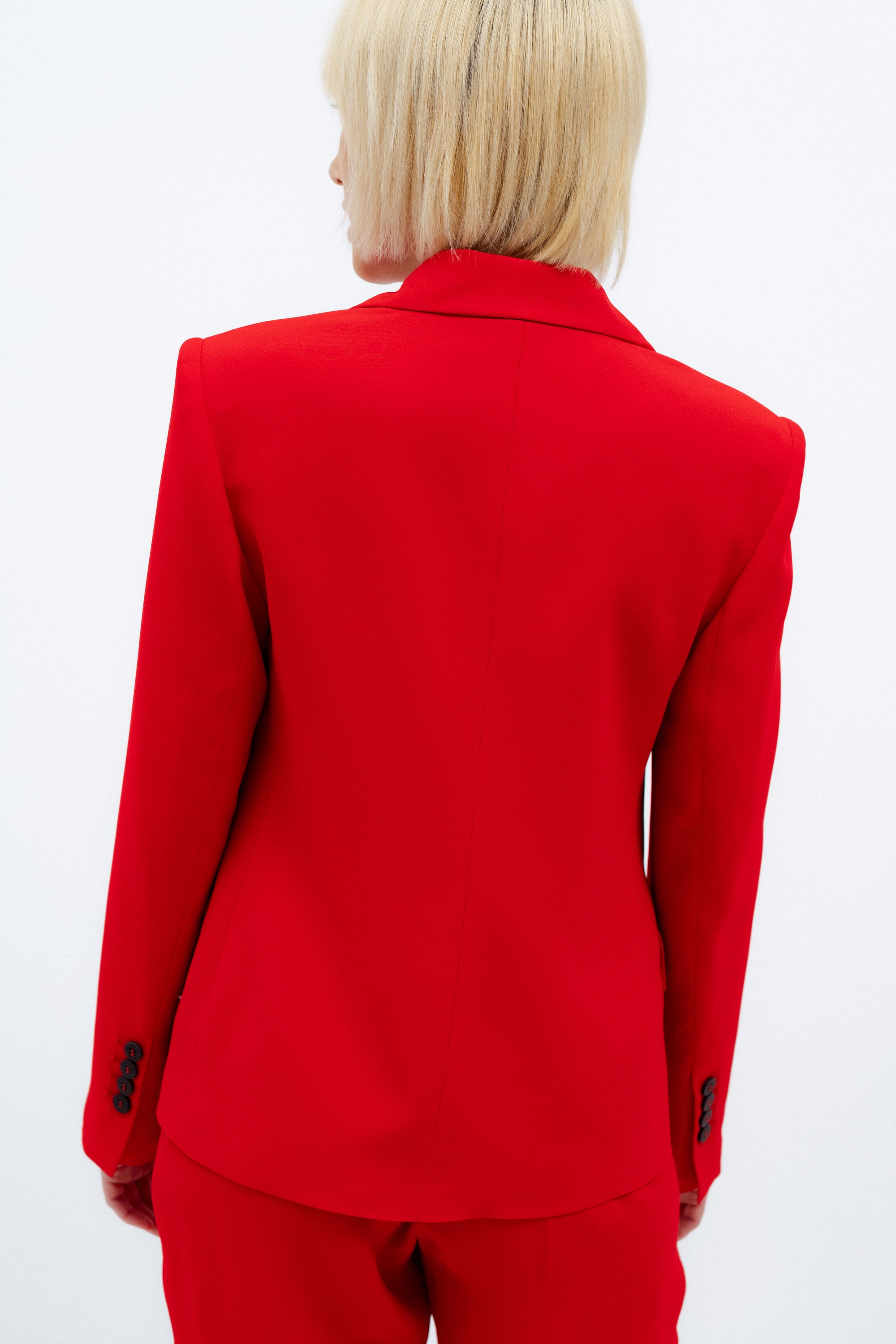 DOUBLE-BREASTED RED BLAZER