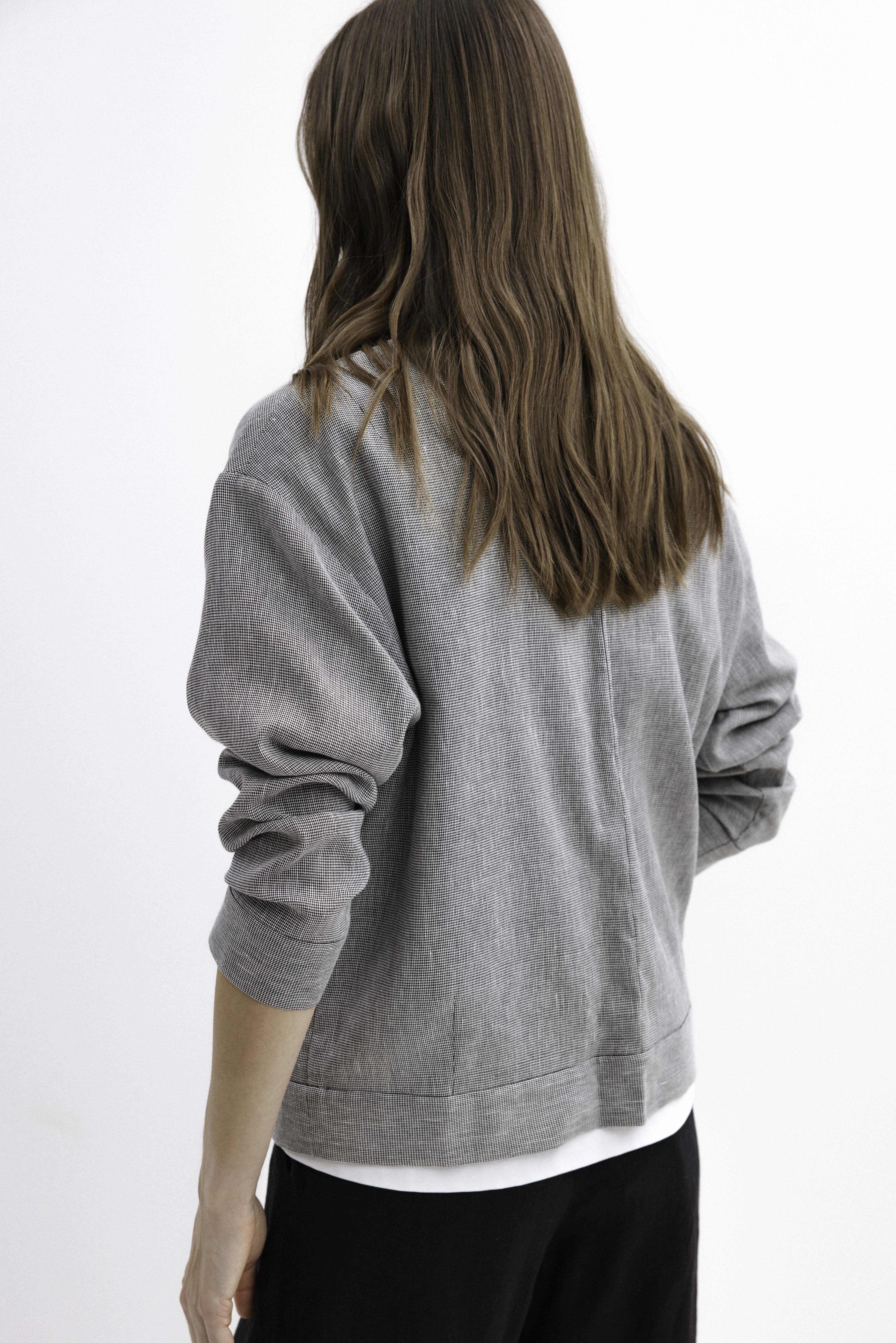 BOMBER GREY BLAZER WITH LINEN