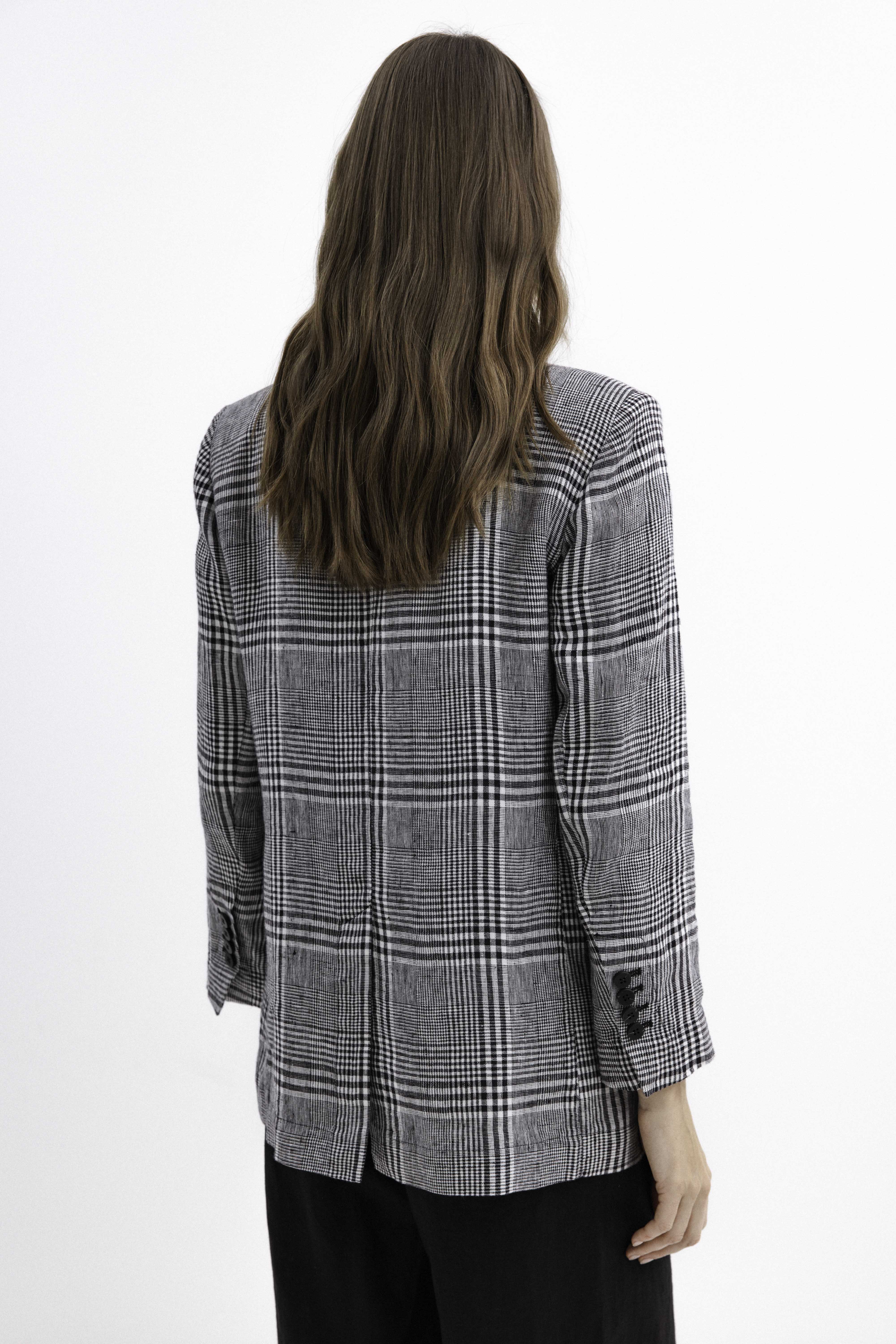 UNLINED LINEN CHECKERED BLAZER