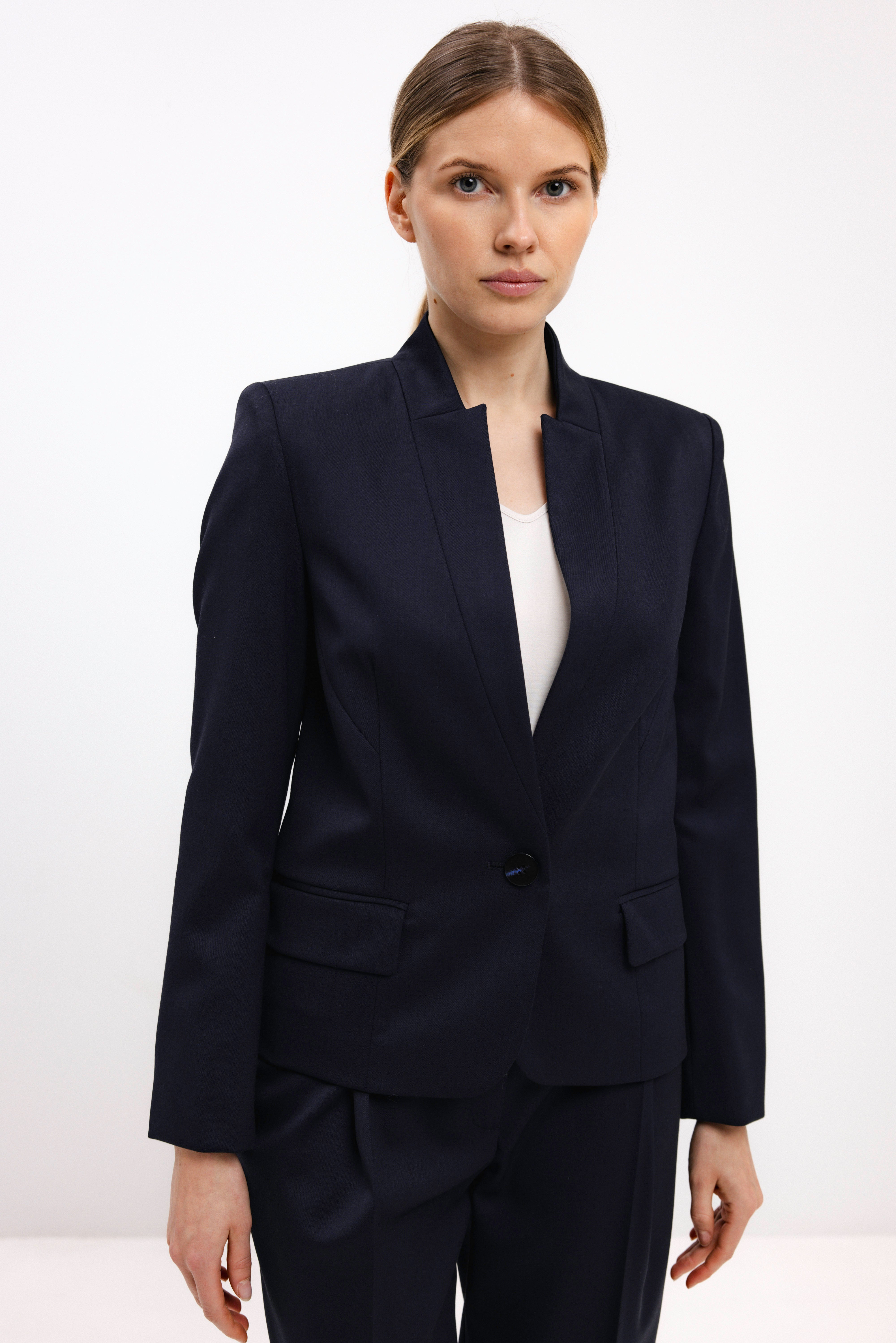 SINGLE-BREASTED FITTED BLAZER IN NAVY