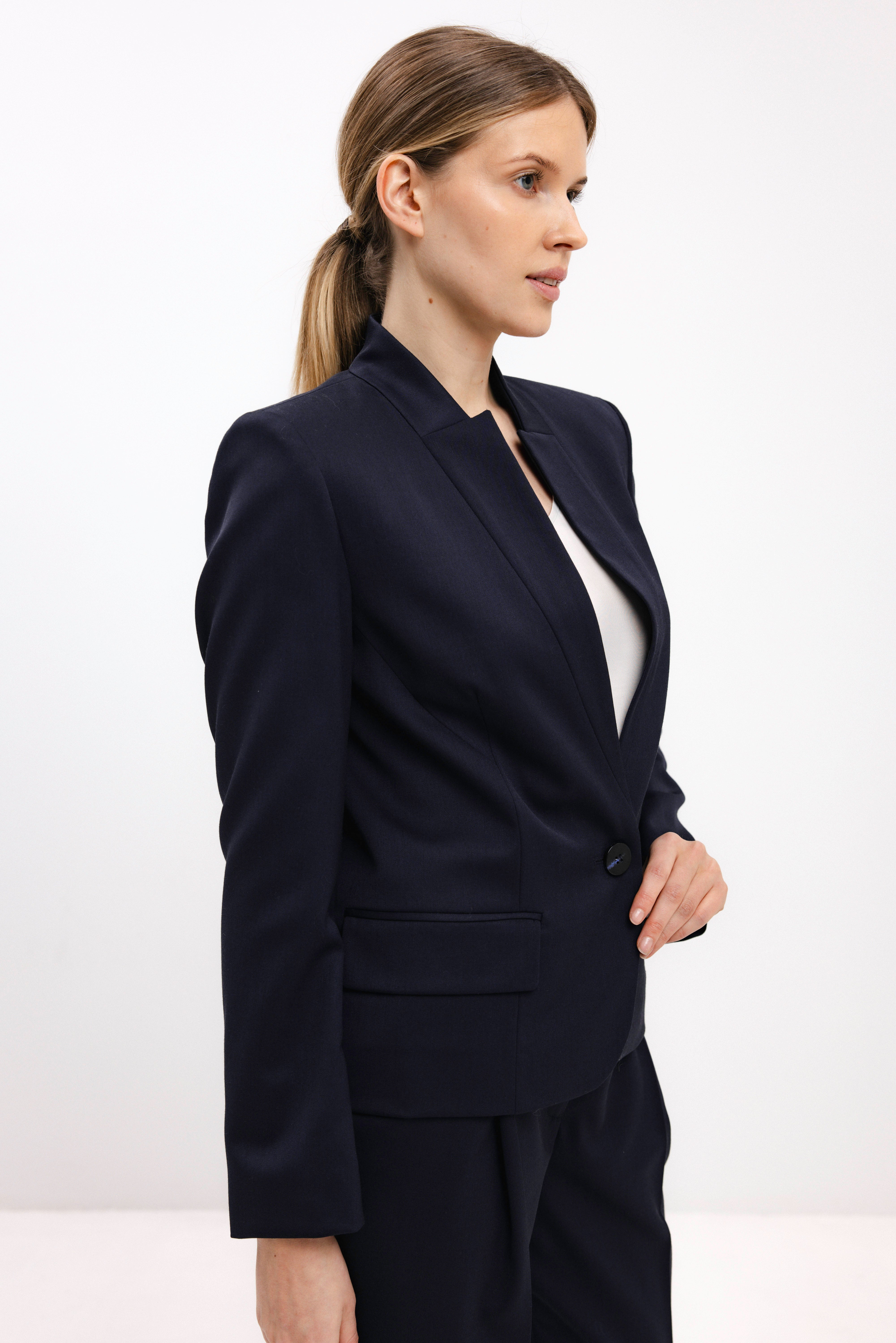SINGLE-BREASTED FITTED BLAZER IN NAVY