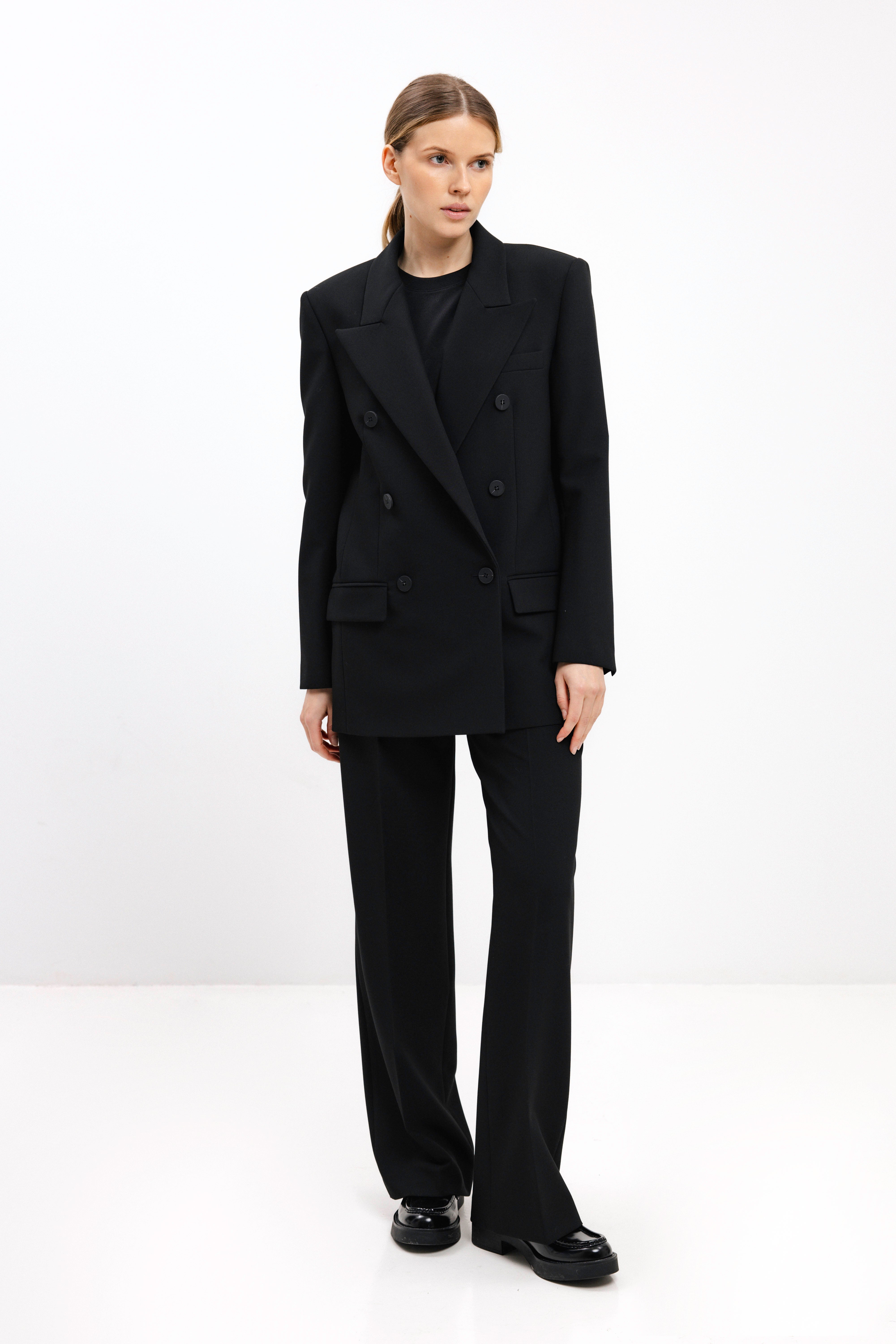 DOUBLE-BREASTED BLACK BLAZER