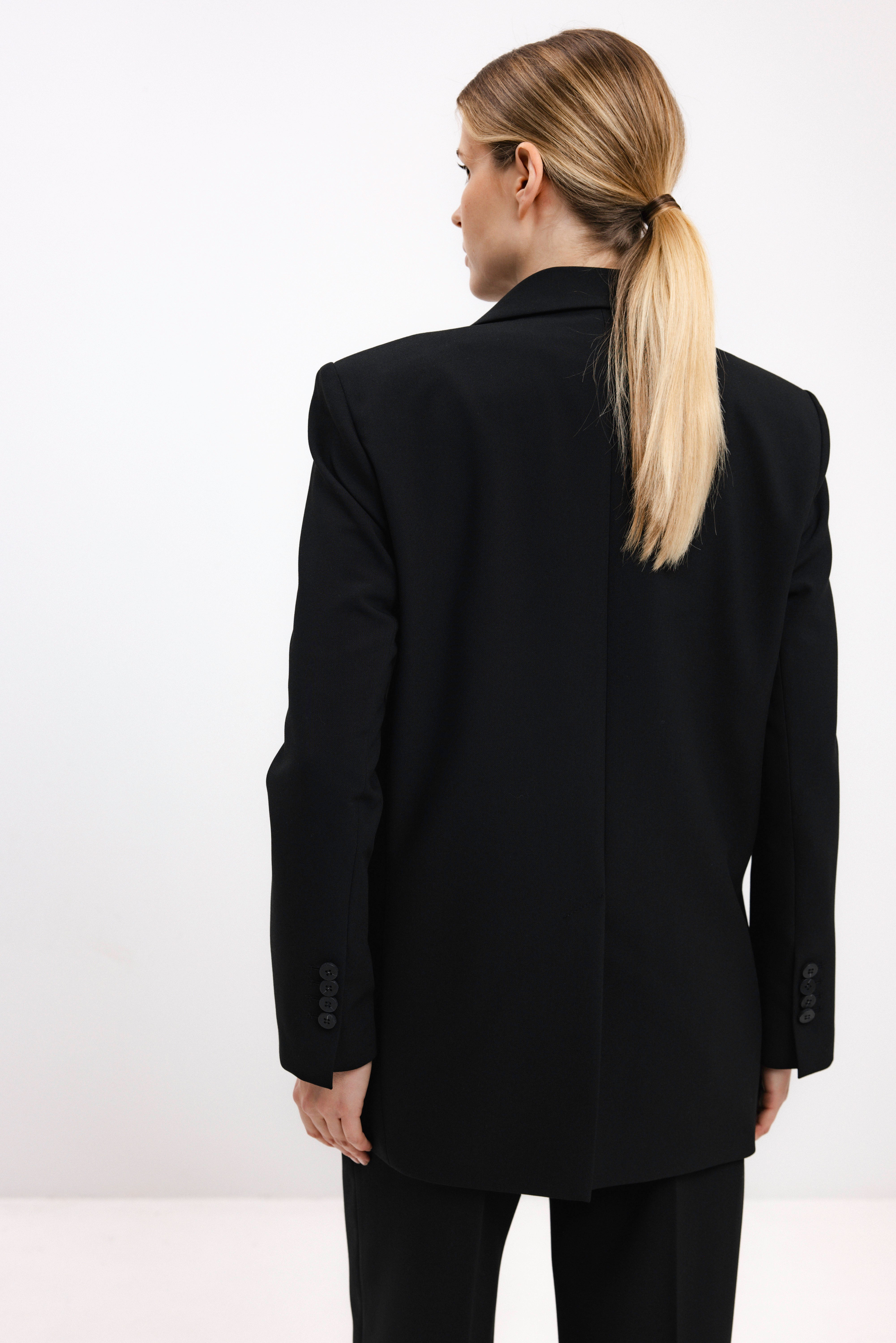 DOUBLE-BREASTED BLACK BLAZER