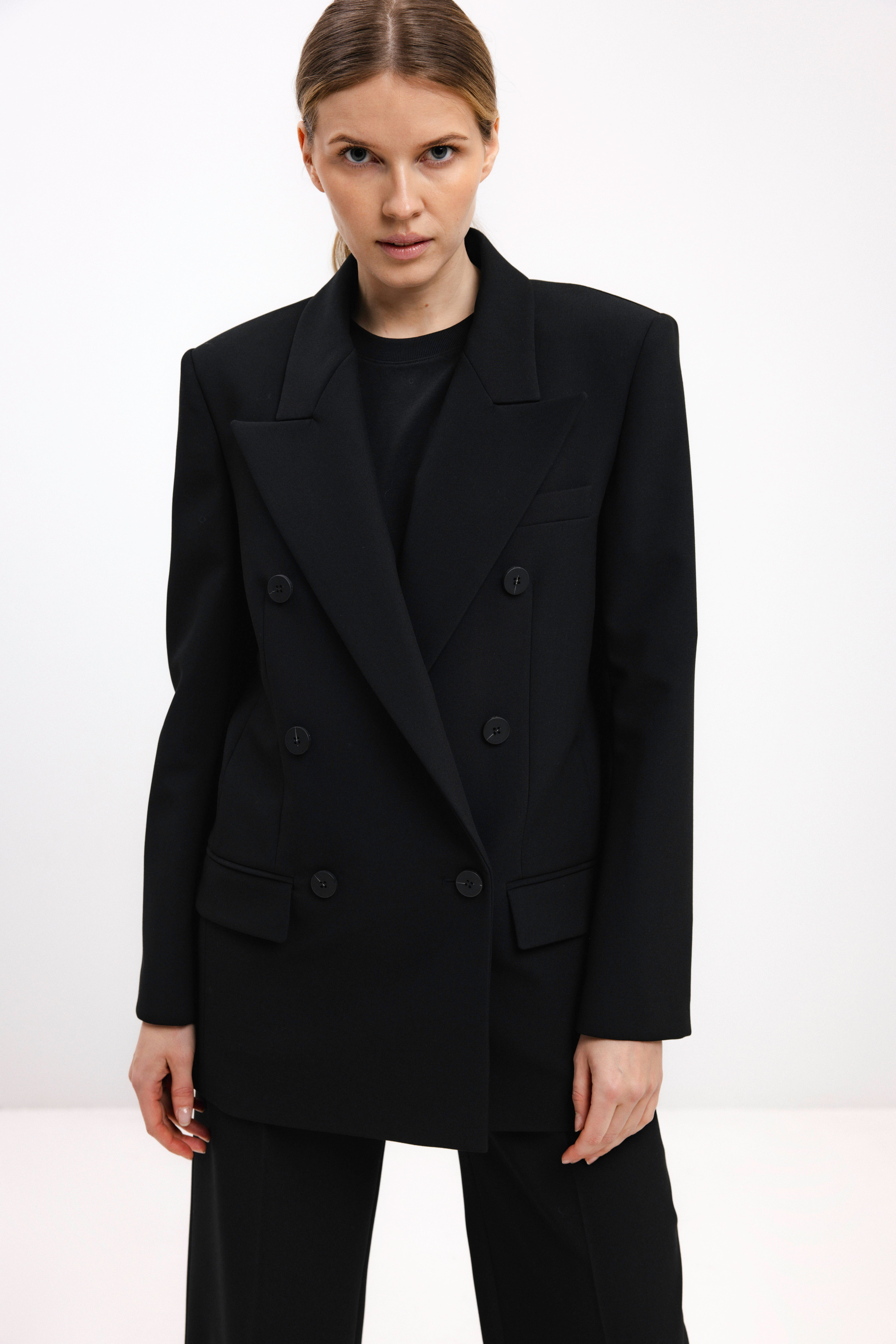 DOUBLE-BREASTED BLACK BLAZER – InAvati