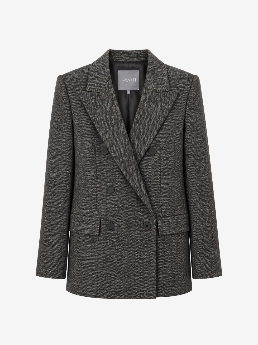 DARK GREY WOOL-BLEND HERRINGBONE BLAZER