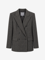 DARK GREY WOOL-BLEND HERRINGBONE BLAZER