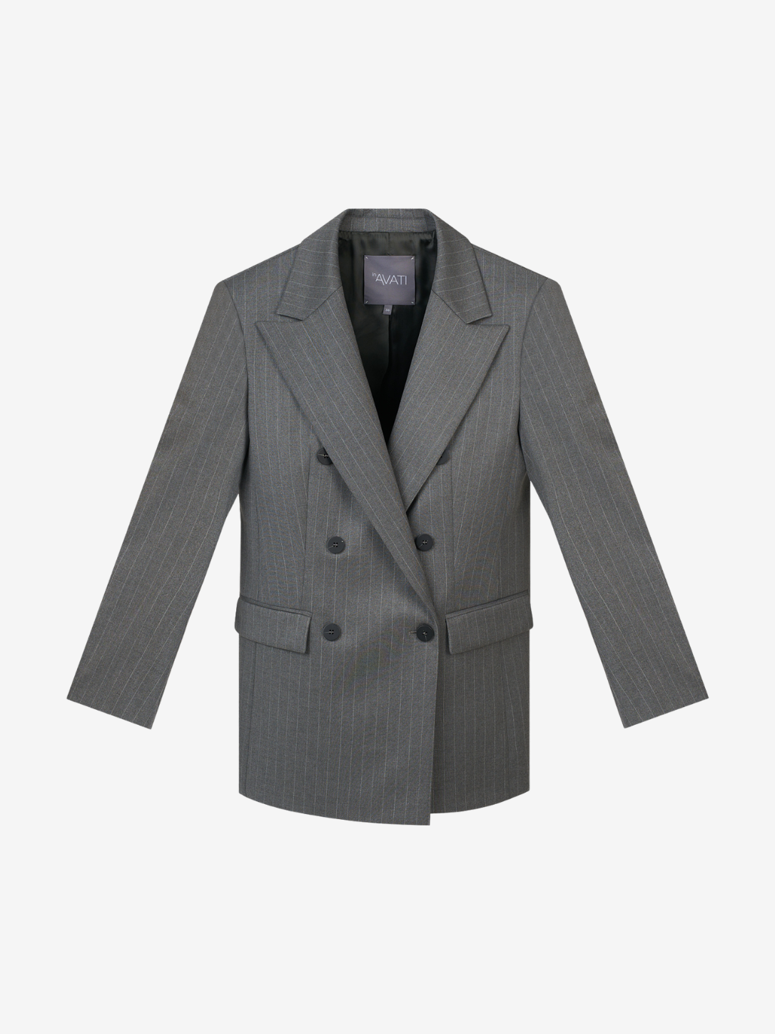 GREY STRIPED DOUBLE-BREASTED BLAZER