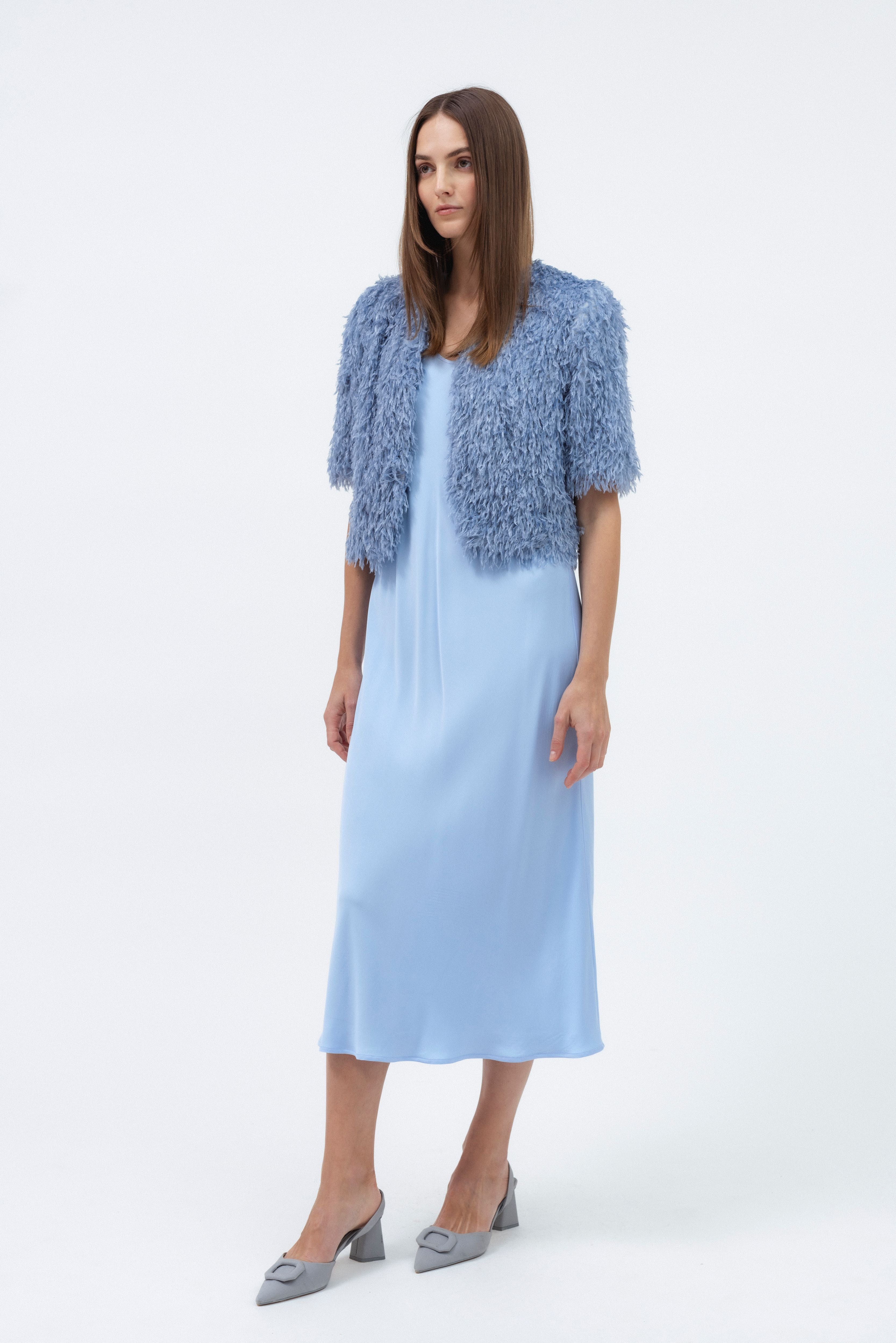 メンズウェア Sqoud Grid Cropped Jacket blue BLUE TEXTURED CROPPED JACKET – InAvati