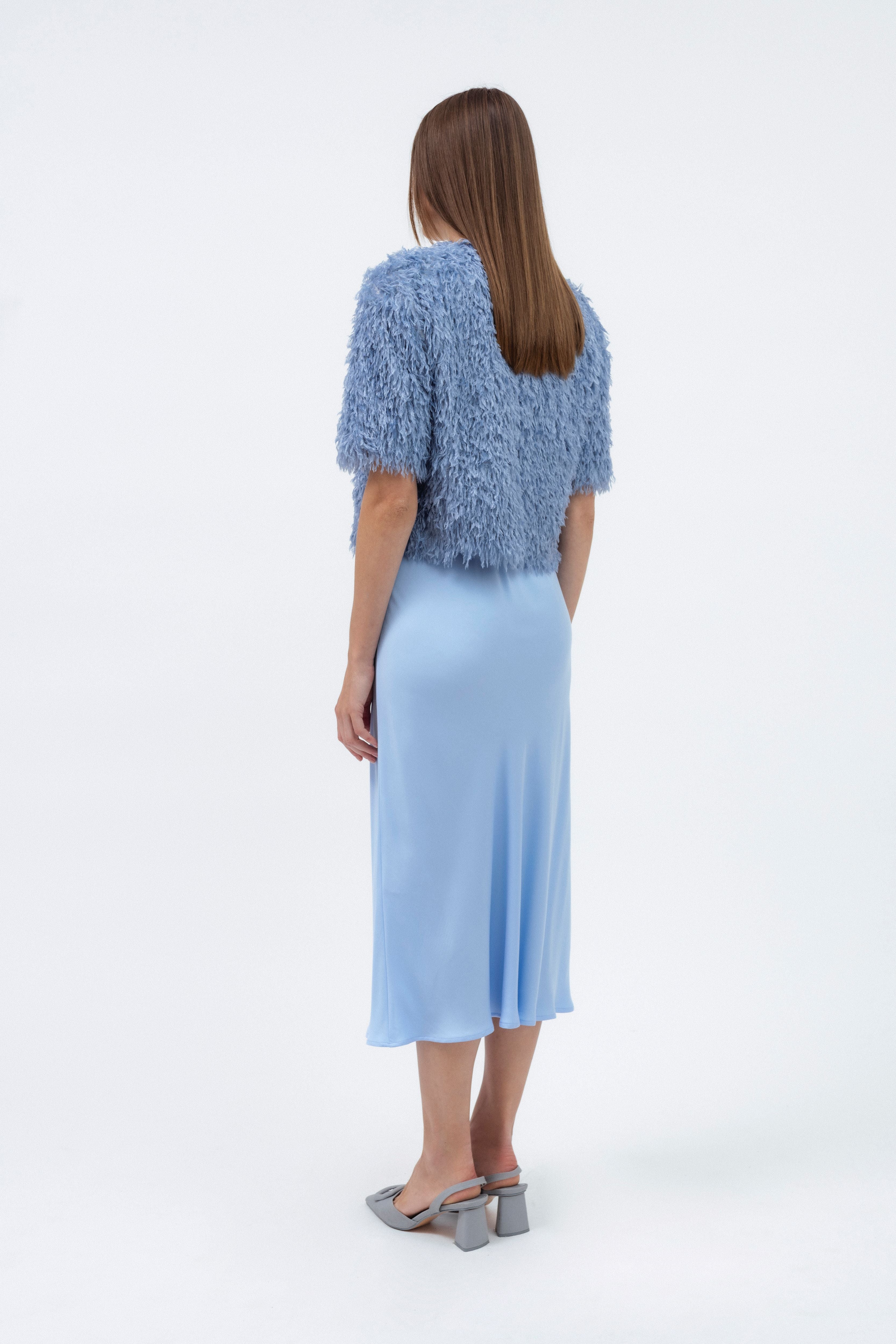 BLUE TEXTURED CROPPED JACKET – InAvati