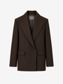 DARK BROWN PINSTRIPE WOOL-BLEND BLAZER