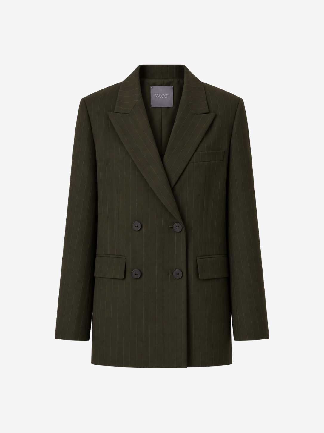 FOREST GREEN PINSTRIPE DOUBLE-BREASTED BLAZER