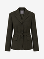 FOREST GREEN PINSTRIPE BLAZER WITH BELT
