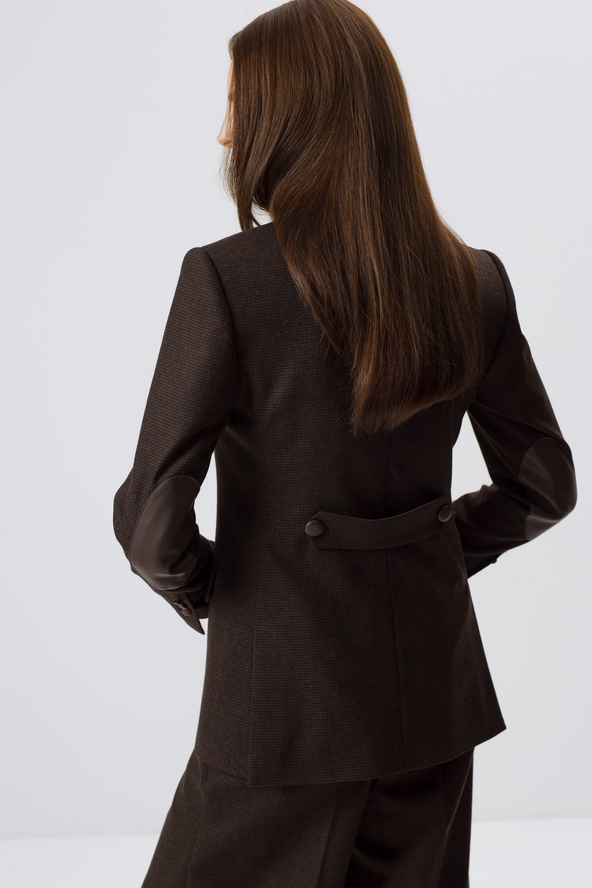 DARK BROWN FITTED WOOL BLEND BLAZER
