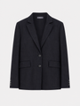 BLACK NAVY PINSTRIPE JERSEY BLAZER
