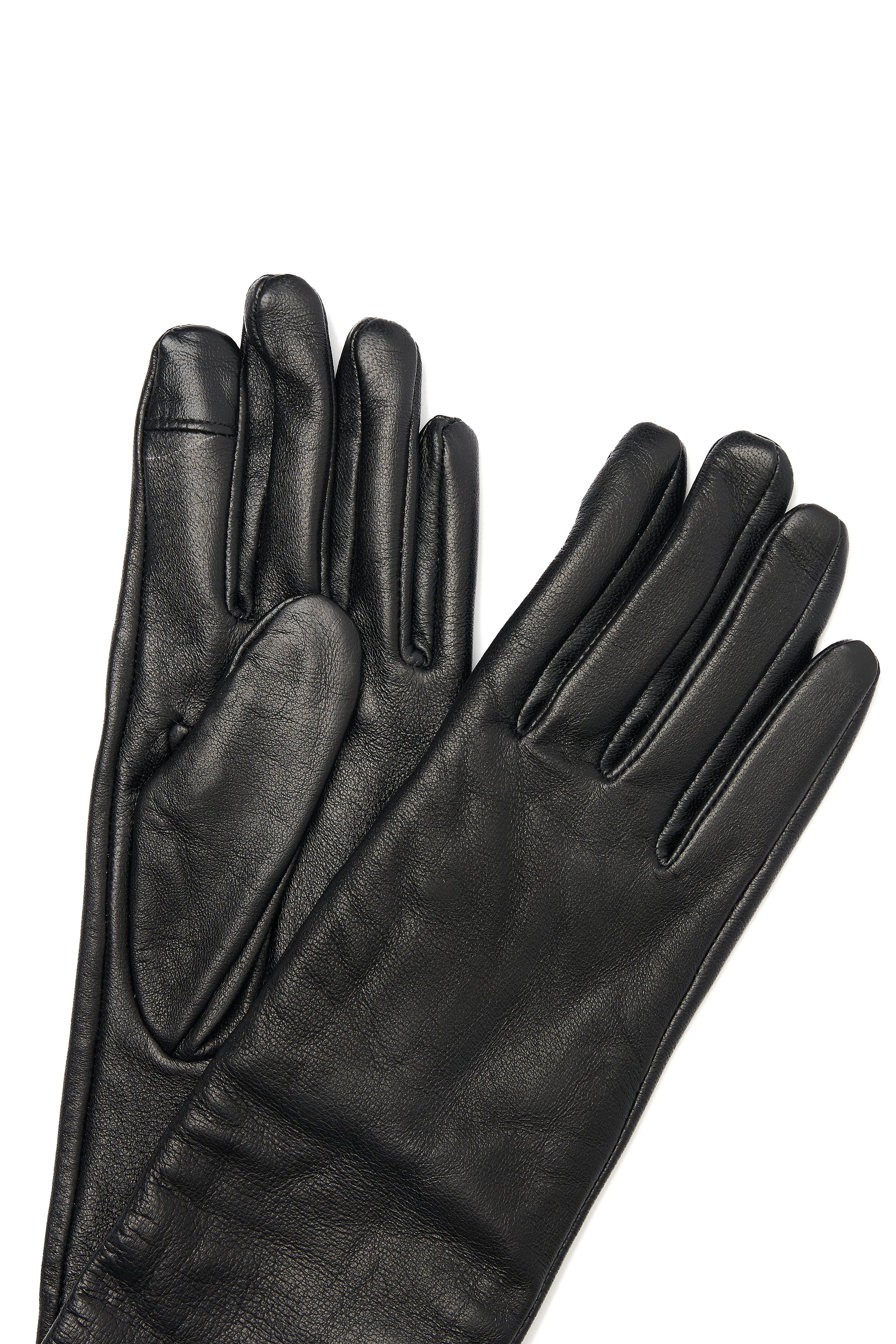 schwarze leder handschuhe Lange schwarze Lederhandschuhe