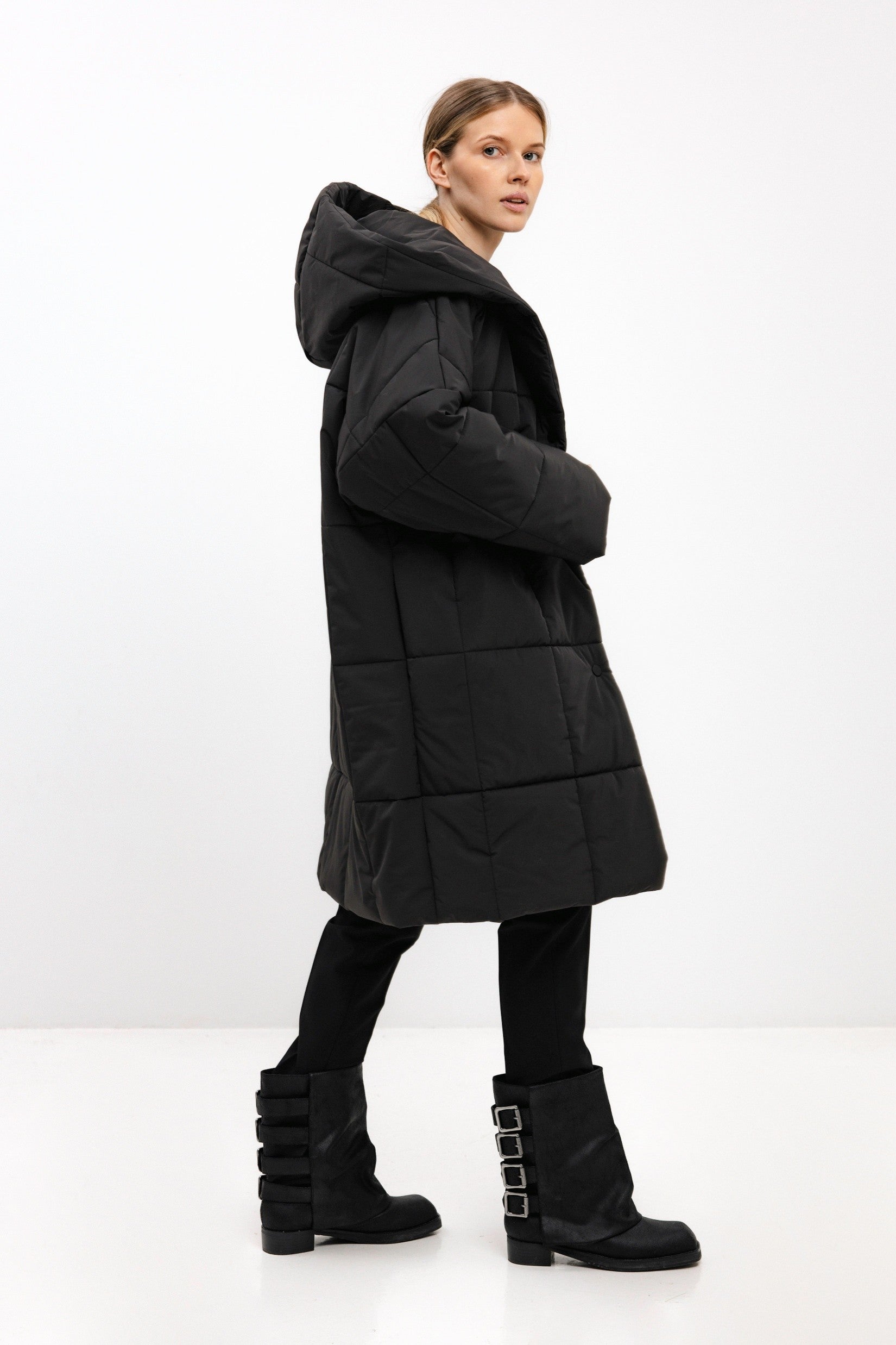 OVERSIZED QUILTED GRAPHITE JACKET